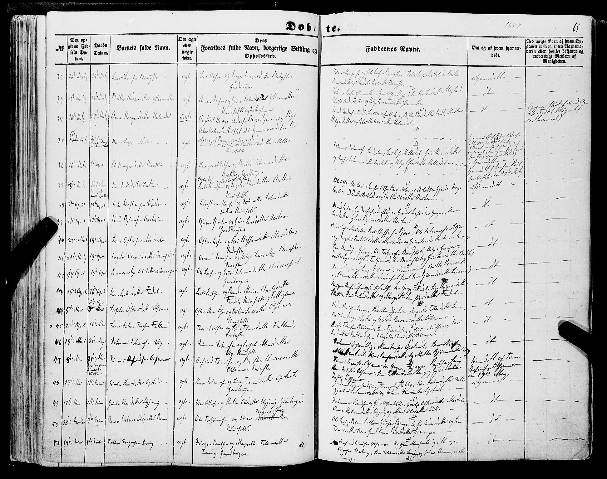 Skånevik sokneprestembete, SAB/A-77801/H/Haa: Parish register (official) no. A 5I, 1848-1869, p. 65