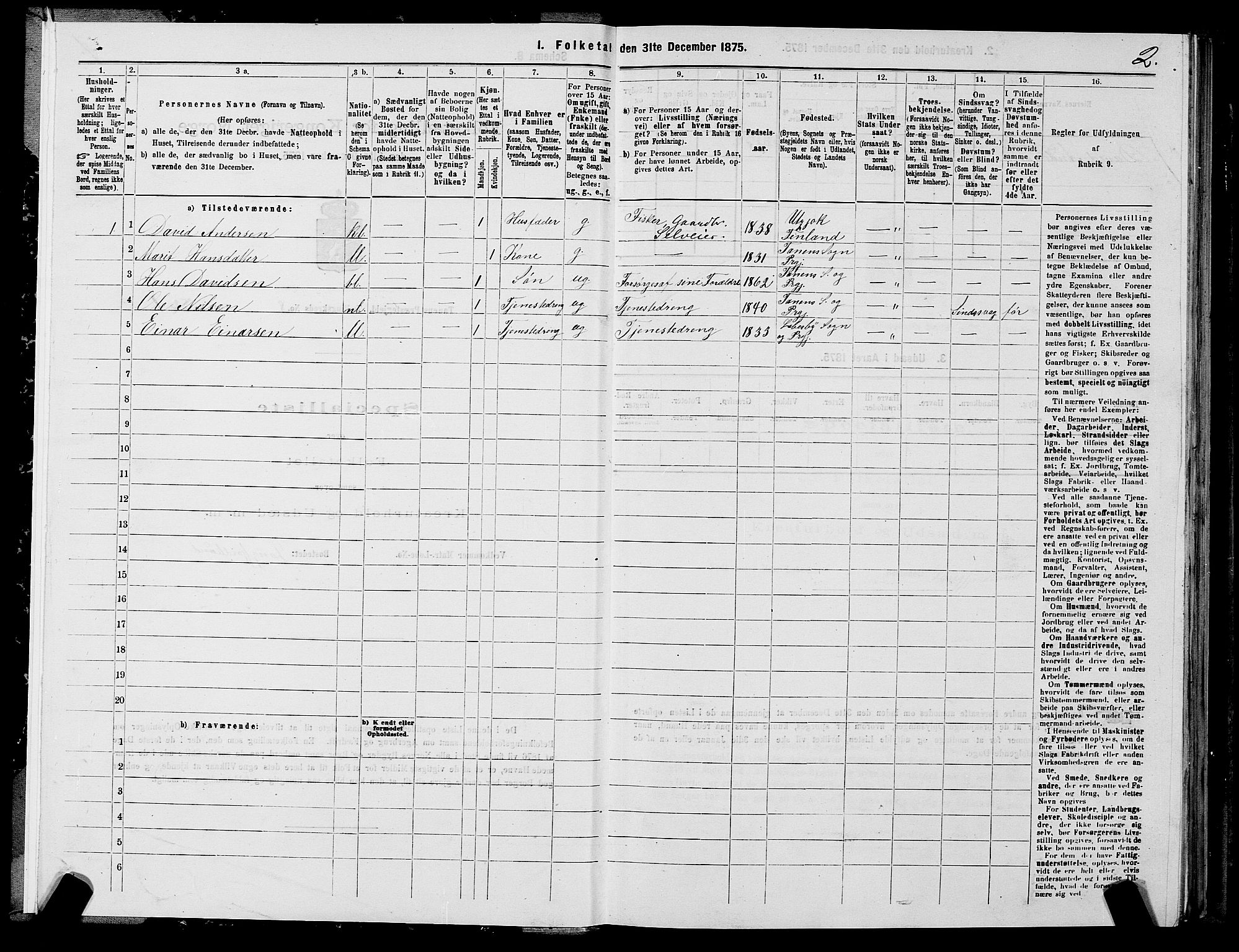 SATØ, 1875 census for 2025P Tana, 1875, p. 3002