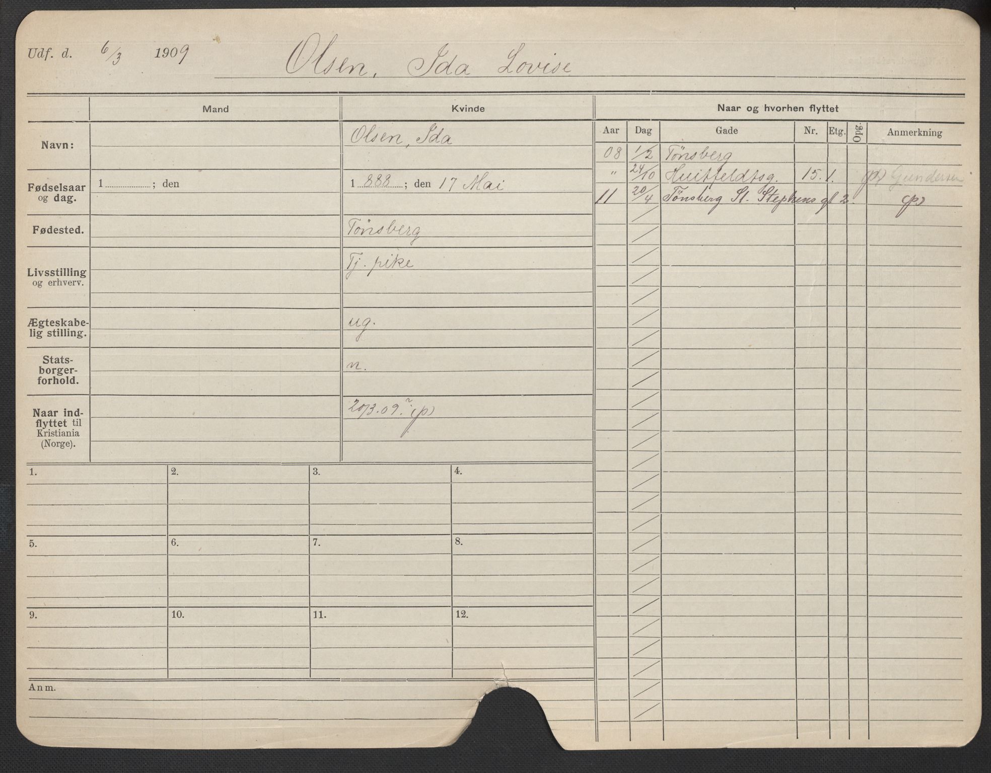 Oslo folkeregister, Registerkort, AV/SAO-A-11715/F/Fa/Fac/L0021: Kvinner, 1906-1914, p. 1150a