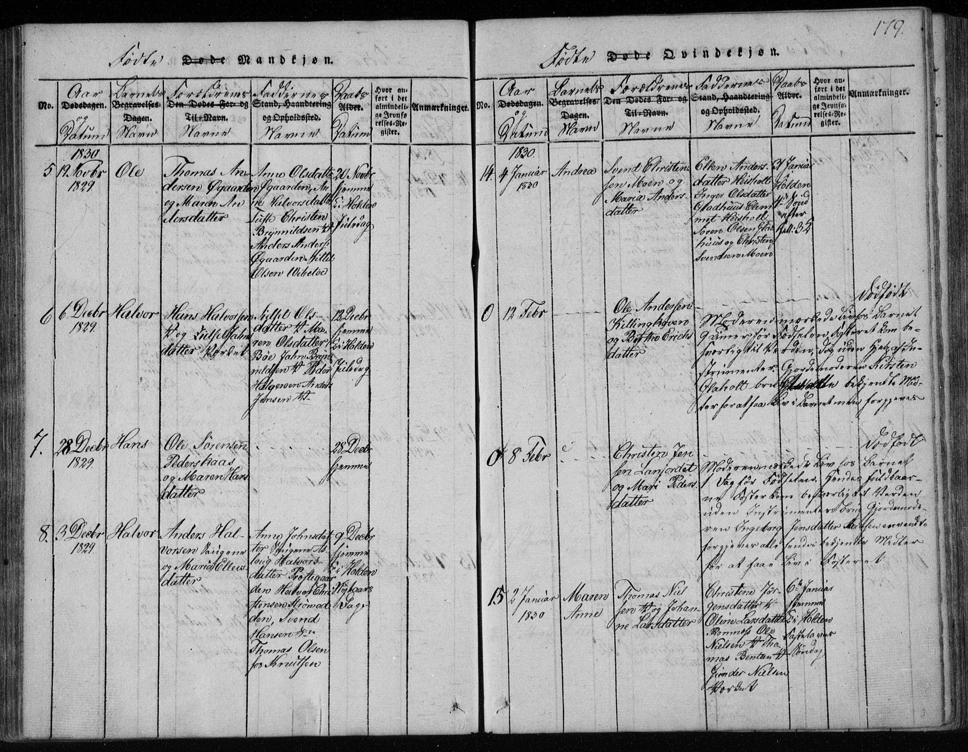 Holla kirkebøker, SAKO/A-272/F/Fa/L0003: Parish register (official) no. 3, 1815-1830, p. 179