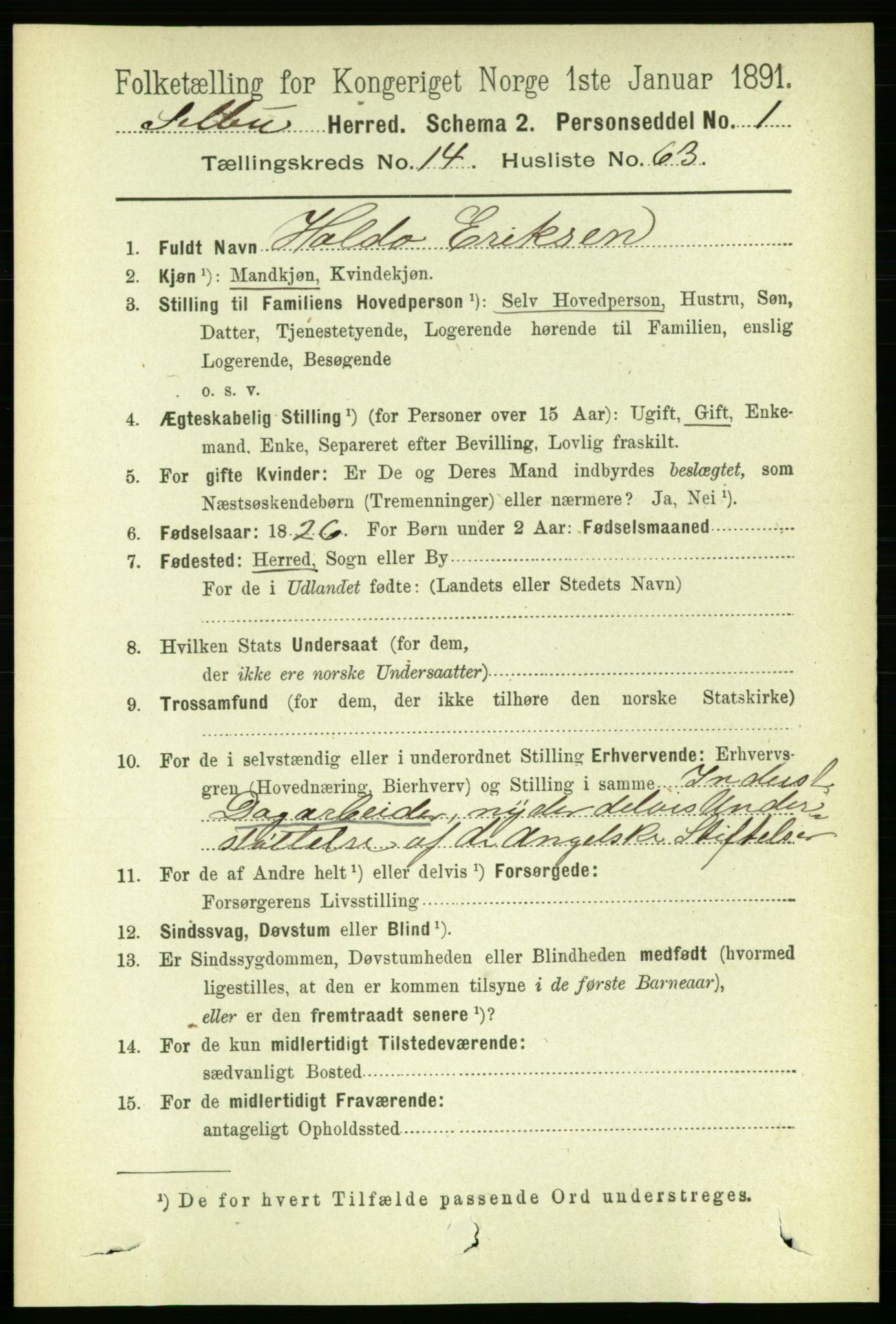 RA, 1891 census for 1664 Selbu, 1891, p. 5488