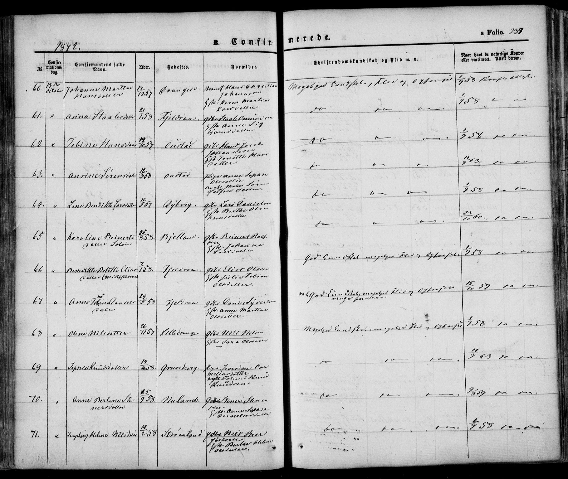 Flekkefjord sokneprestkontor, AV/SAK-1111-0012/F/Fa/Fac/L0005: Parish register (official) no. A 5, 1849-1875, p. 237