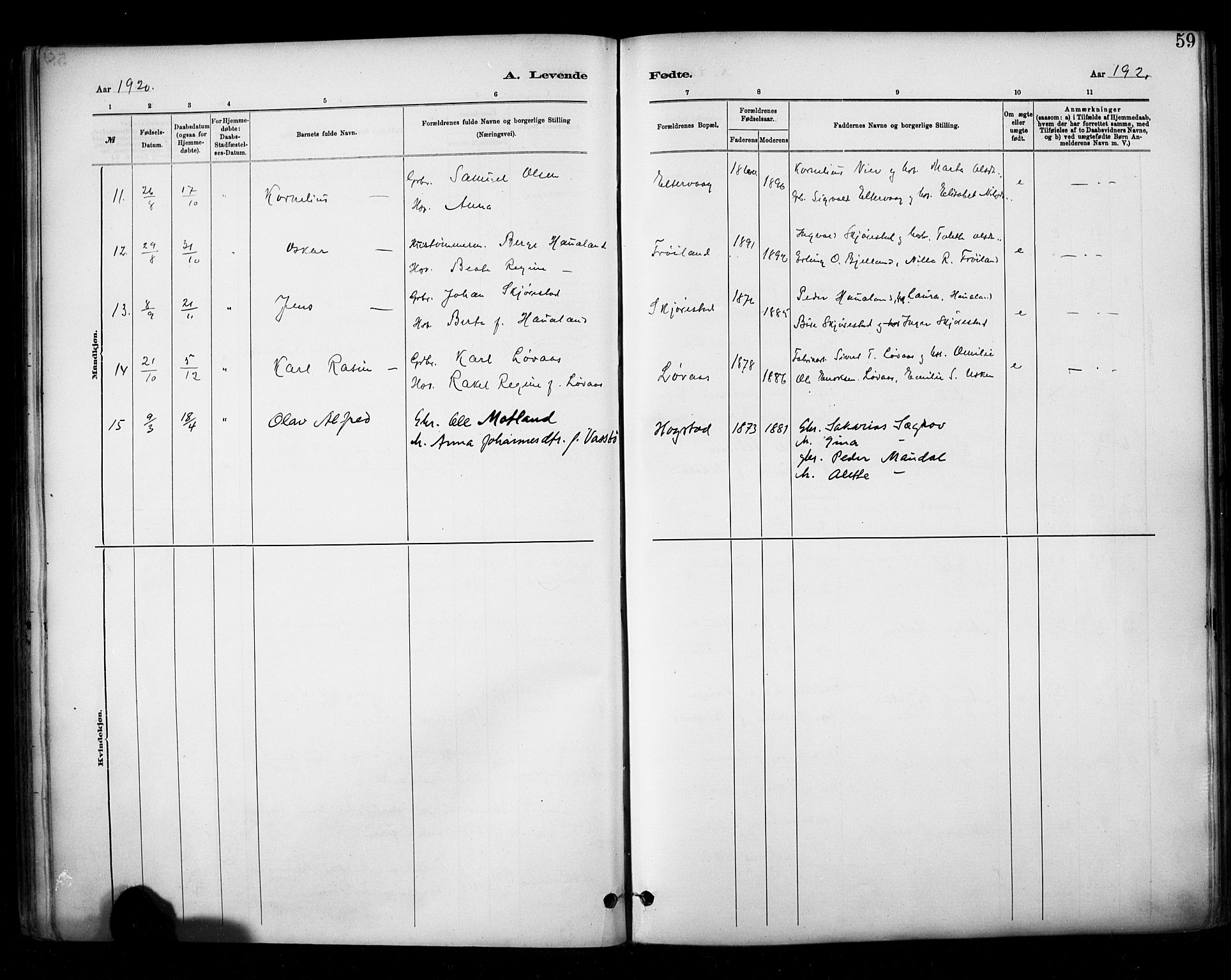 Hetland sokneprestkontor, AV/SAST-A-101826/30/30BA/L0010: Parish register (official) no. A 10, 1882-1925, p. 59