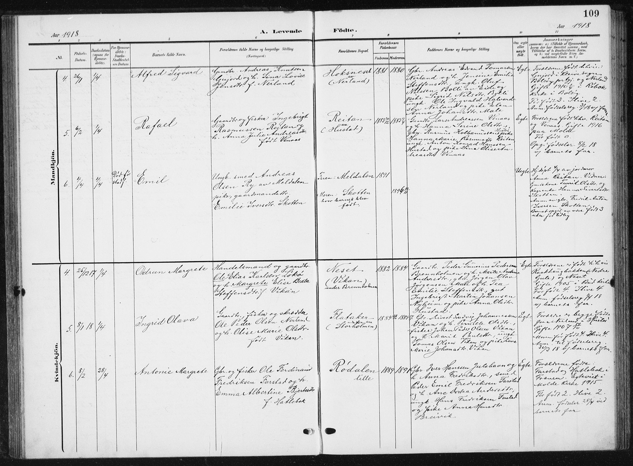 Ministerialprotokoller, klokkerbøker og fødselsregistre - Møre og Romsdal, AV/SAT-A-1454/567/L0784: Parish register (copy) no. 567C04, 1903-1938, p. 109