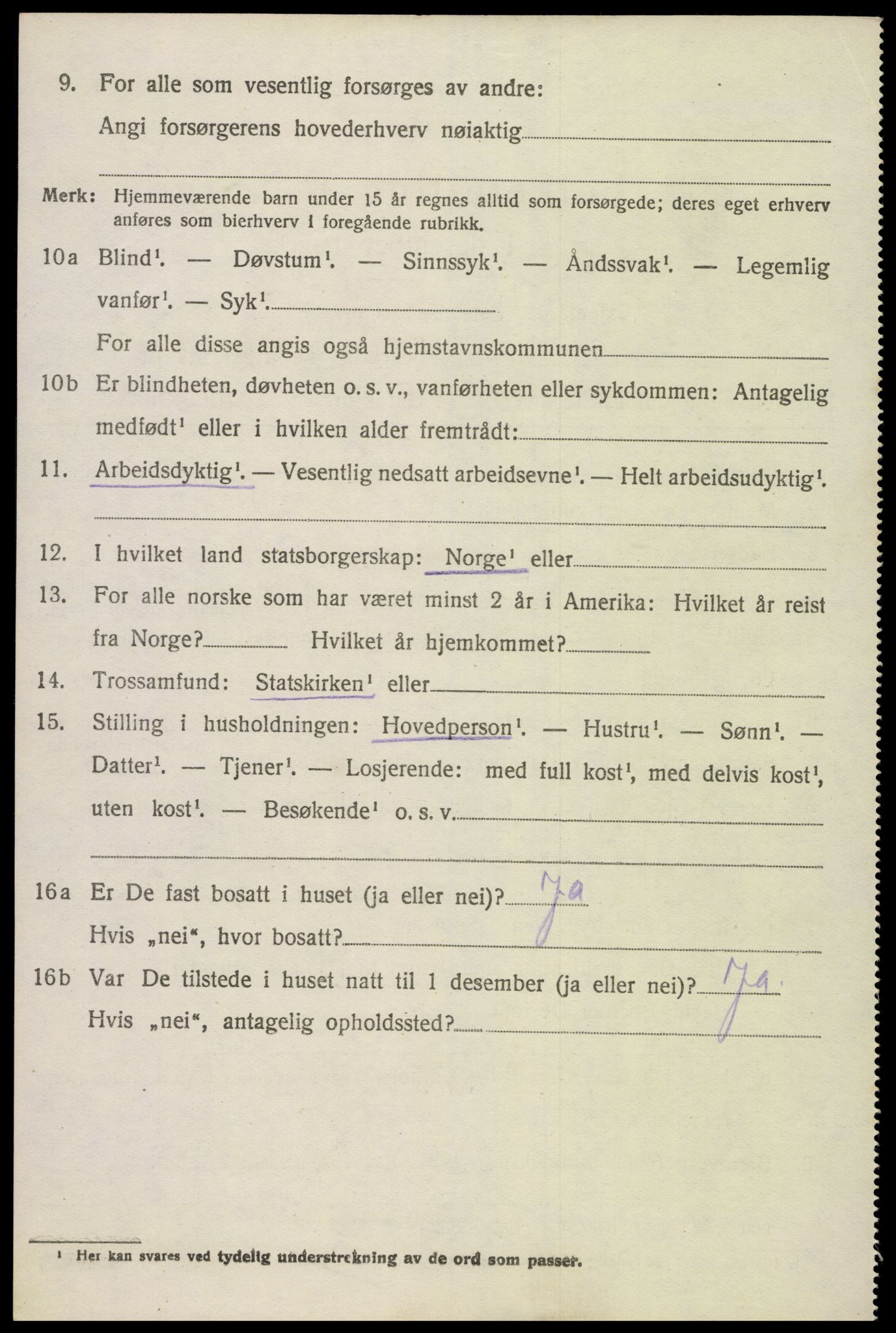 SAK, 1920 census for Hornnes, 1920, p. 1014