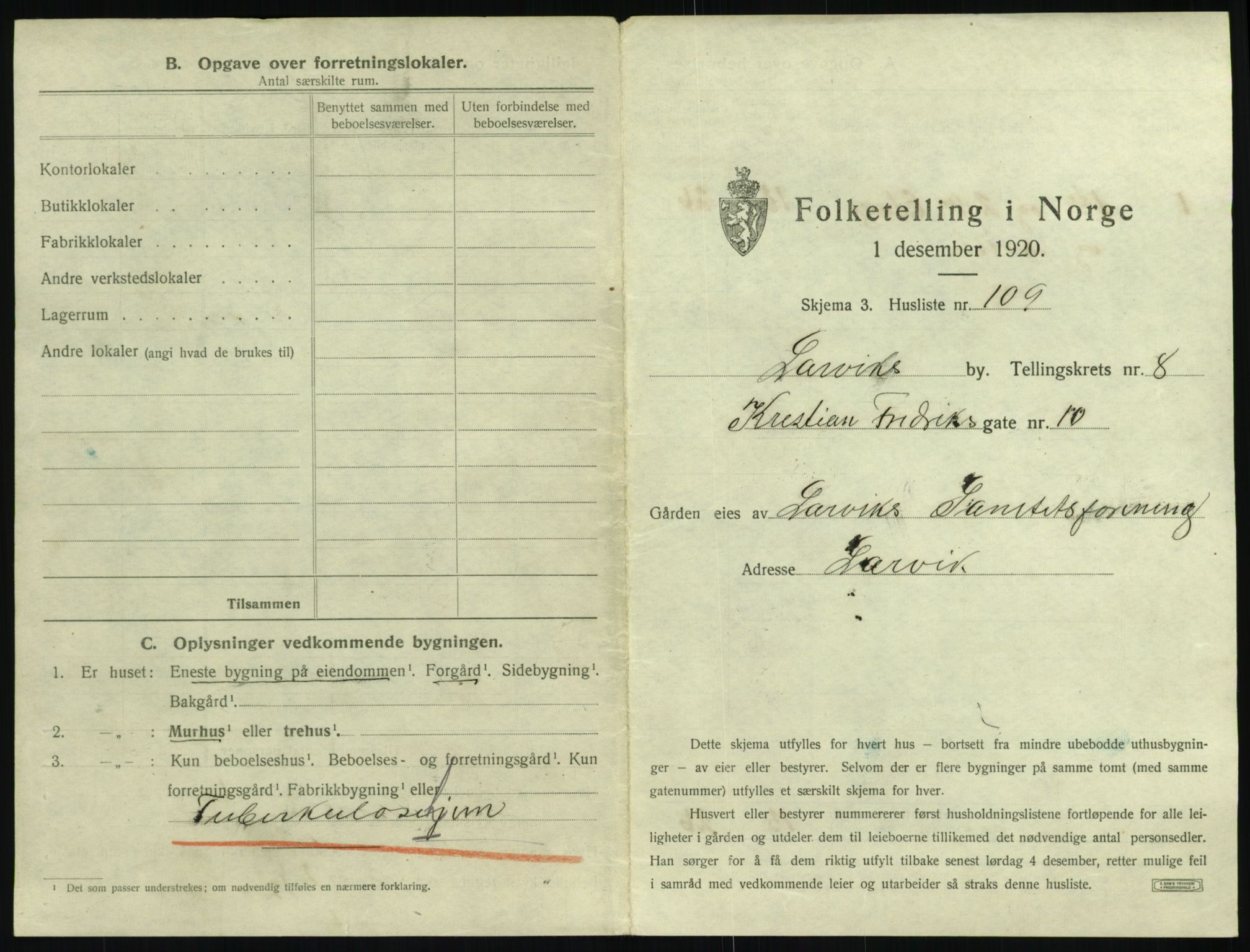 SAKO, 1920 census for Larvik, 1920, p. 2152