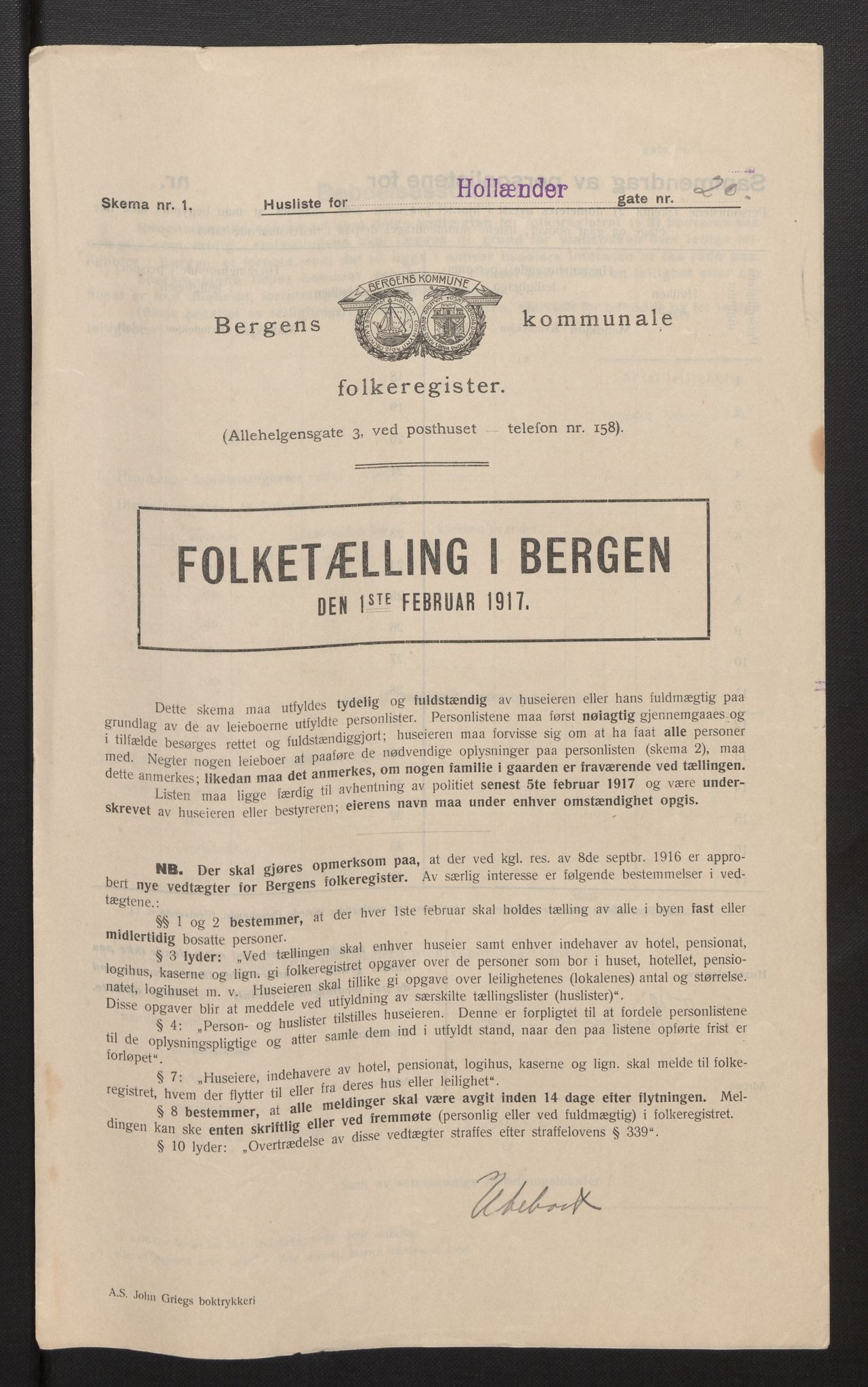 SAB, Municipal Census 1917 for Bergen, 1917, p. 15022