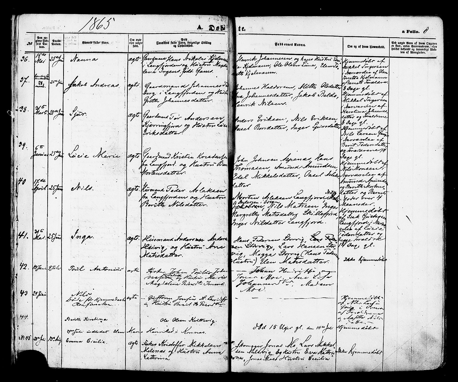 Talvik sokneprestkontor, SATØ/S-1337/H/Ha/L0011kirke: Parish register (official) no. 11, 1864-1877, p. 8