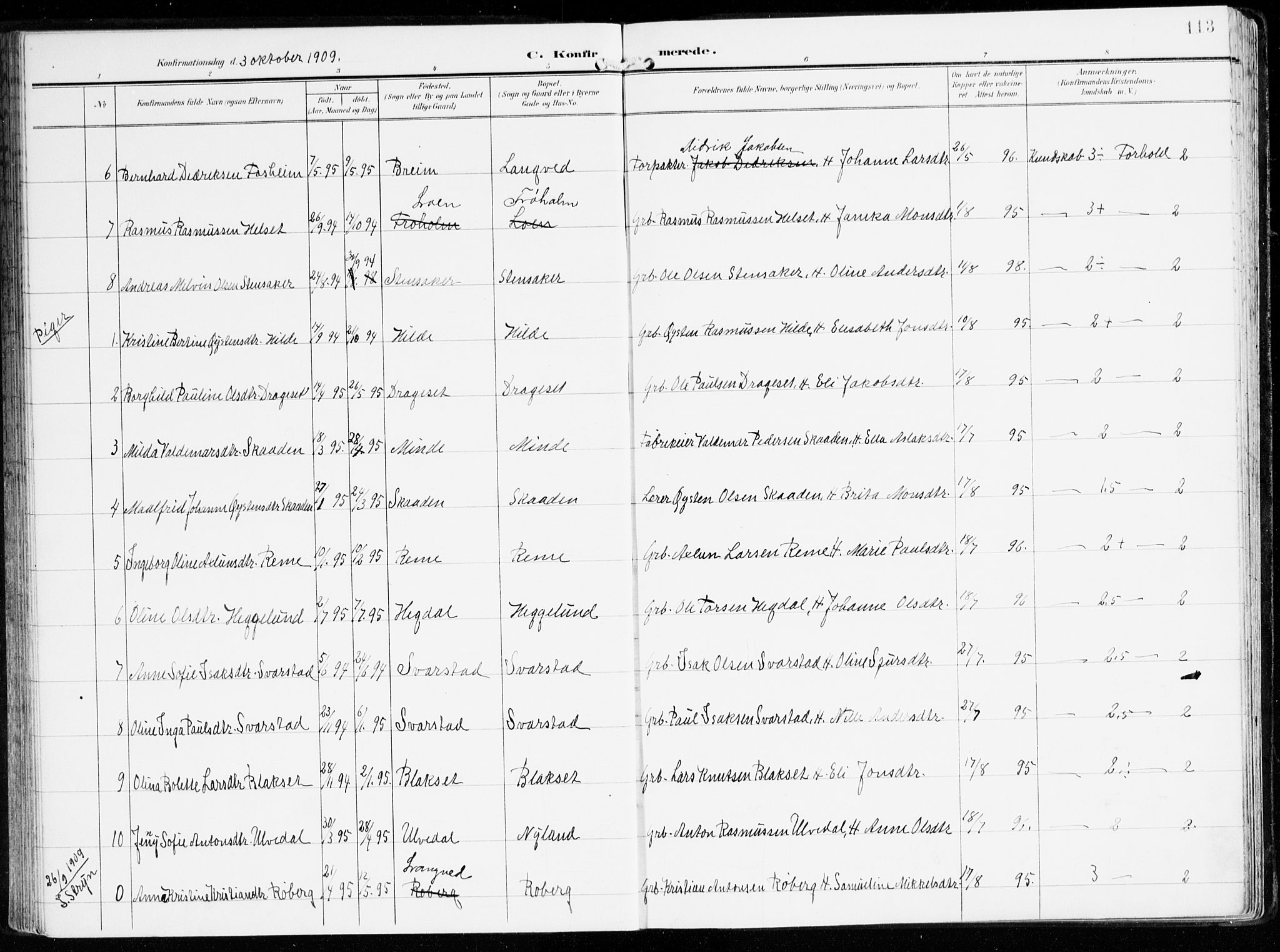 Innvik sokneprestembete, AV/SAB-A-80501: Parish register (official) no. B 2, 1903-1929, p. 113