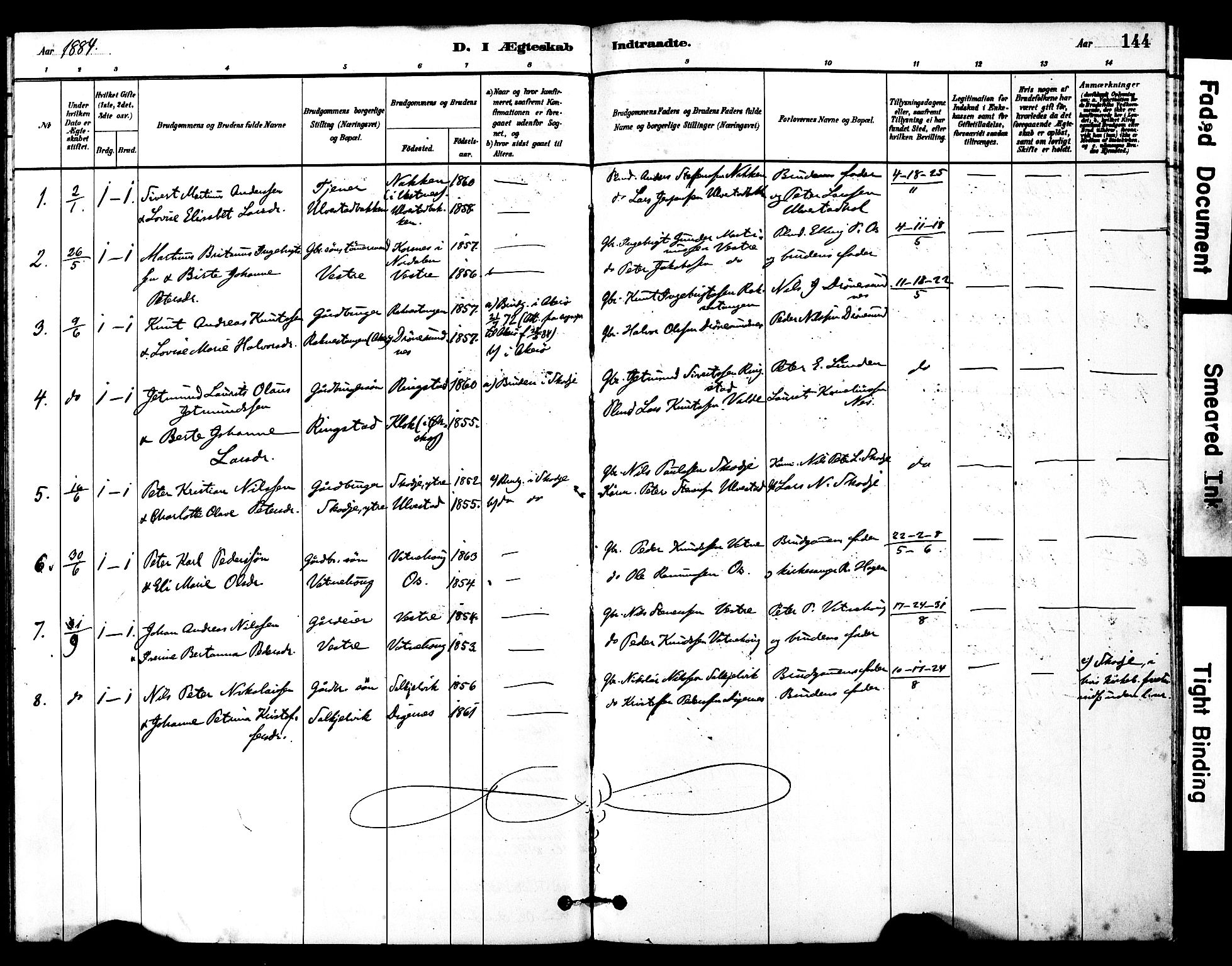 Ministerialprotokoller, klokkerbøker og fødselsregistre - Møre og Romsdal, AV/SAT-A-1454/525/L0374: Parish register (official) no. 525A04, 1880-1899, p. 144