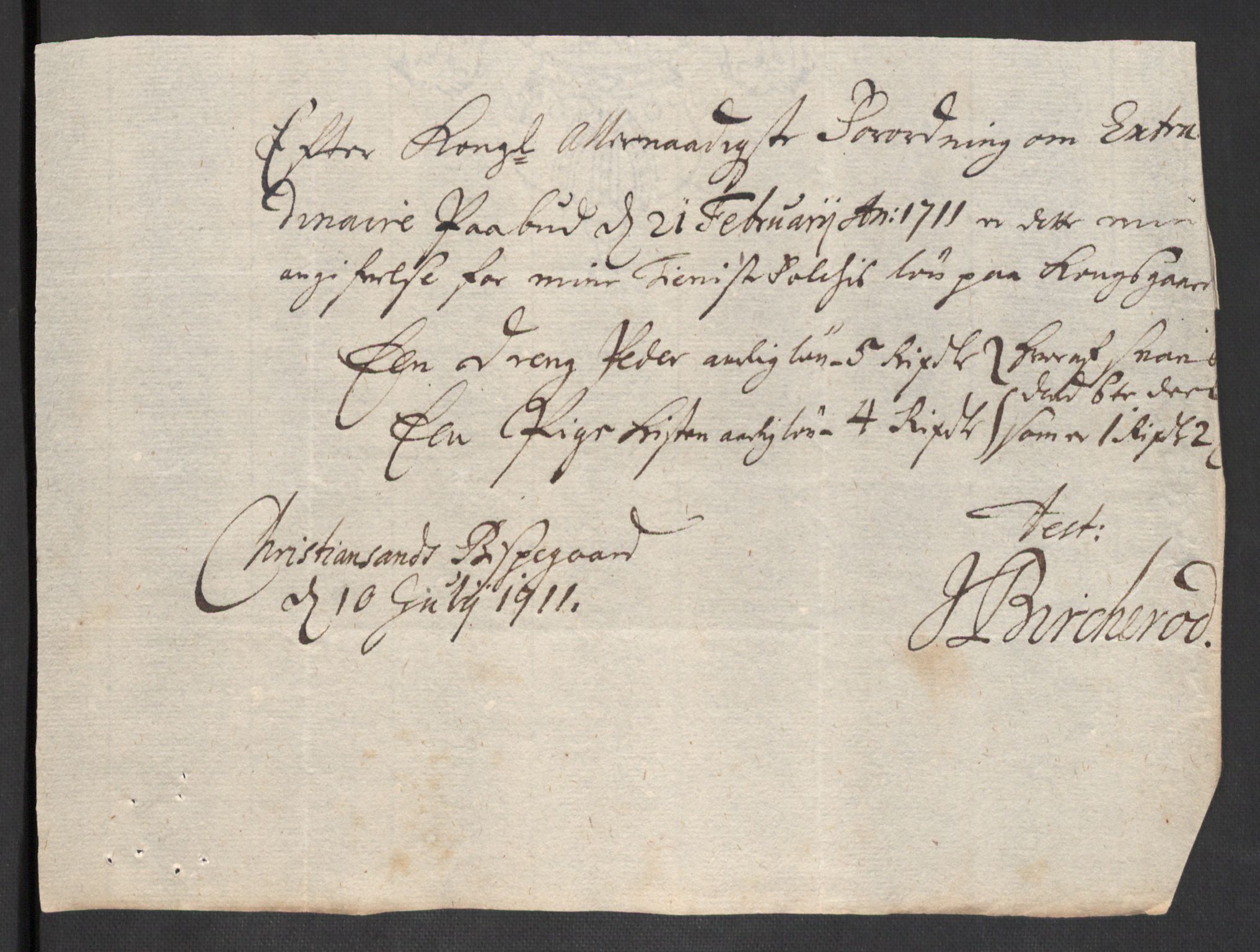 Rentekammeret inntil 1814, Reviderte regnskaper, Fogderegnskap, AV/RA-EA-4092/R43/L2554: Fogderegnskap Lista og Mandal, 1711, p. 513