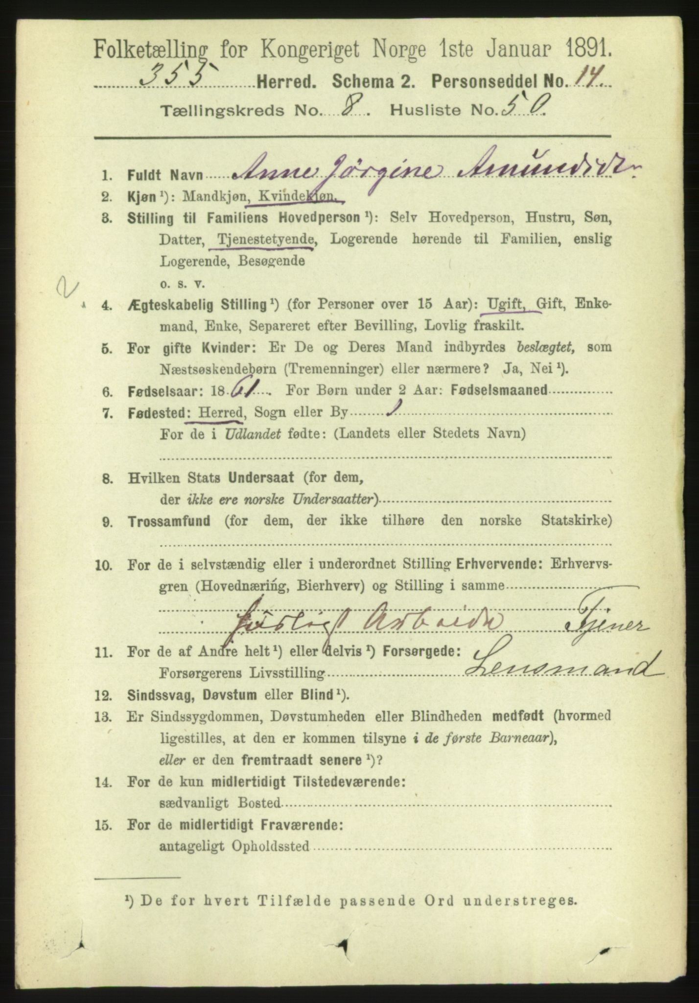 RA, 1891 census for 1632 Bjørnør, 1891, p. 3714