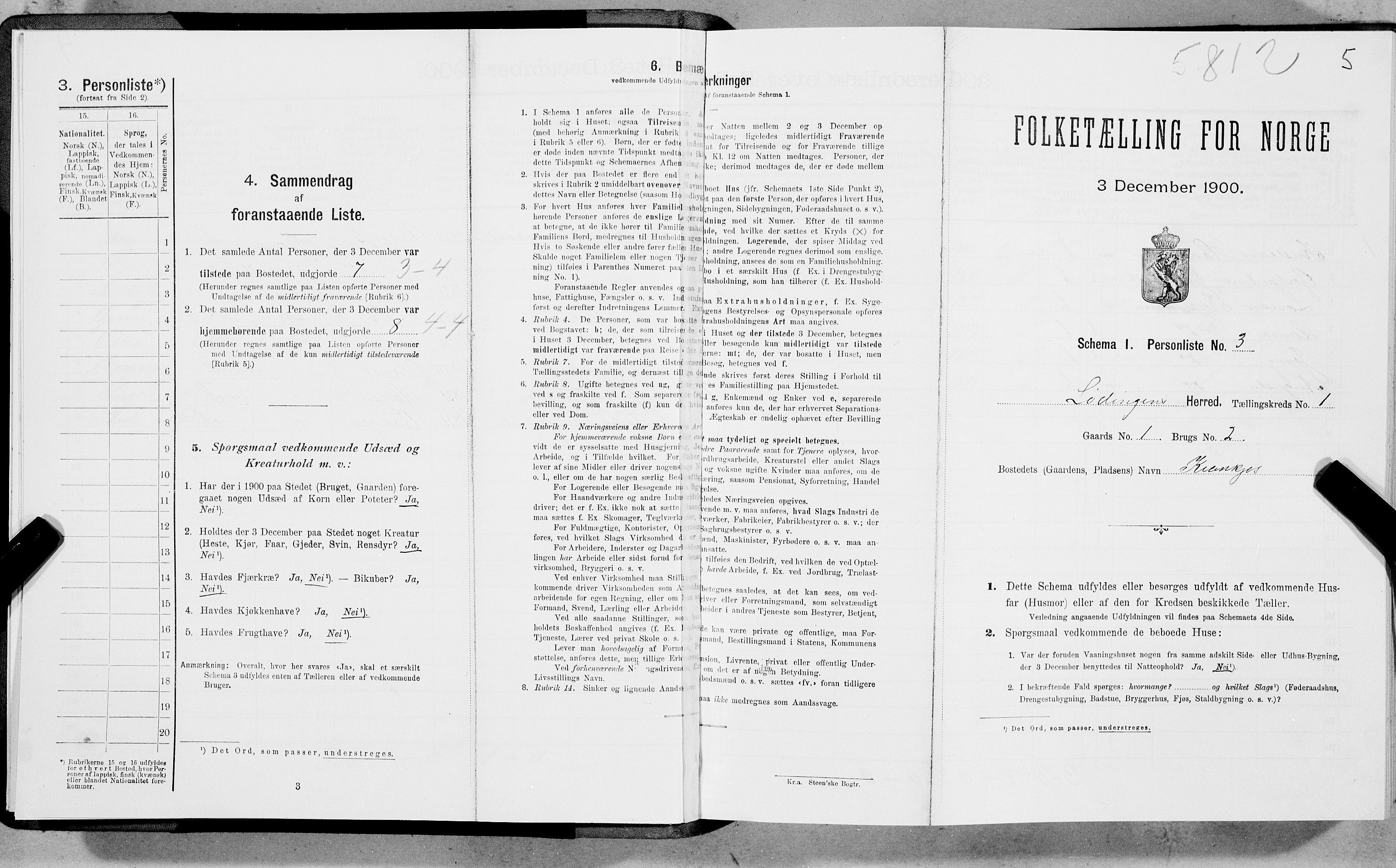 SAT, 1900 census for Lødingen, 1900, p. 5