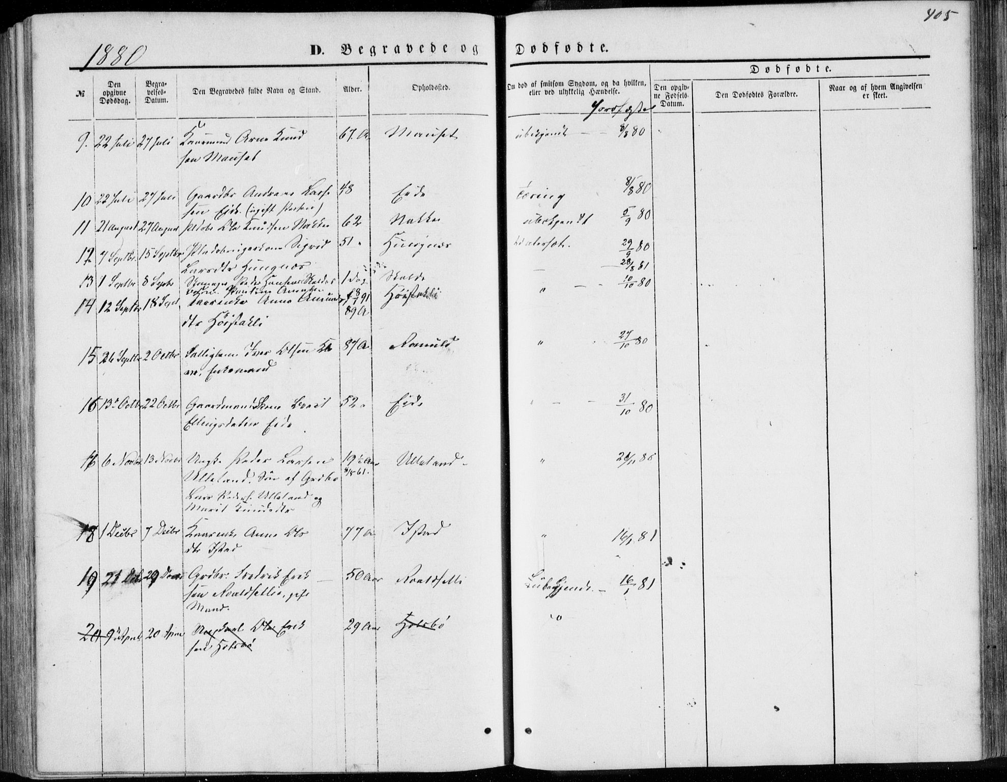 Ministerialprotokoller, klokkerbøker og fødselsregistre - Møre og Romsdal, AV/SAT-A-1454/557/L0681: Parish register (official) no. 557A03, 1869-1886, p. 405