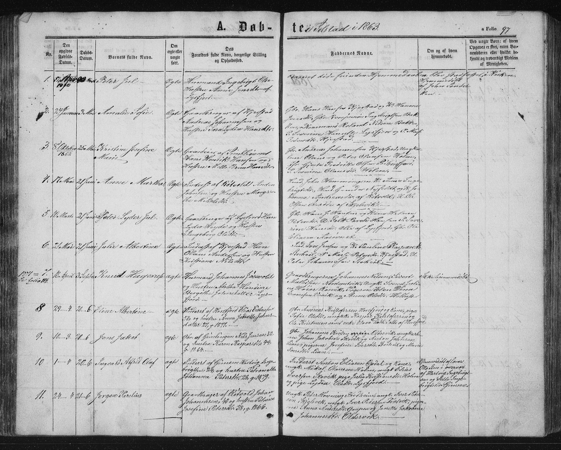 Ministerialprotokoller, klokkerbøker og fødselsregistre - Nordland, SAT/A-1459/810/L0159: Parish register (copy) no. 810C02 /2, 1863-1883, p. 97