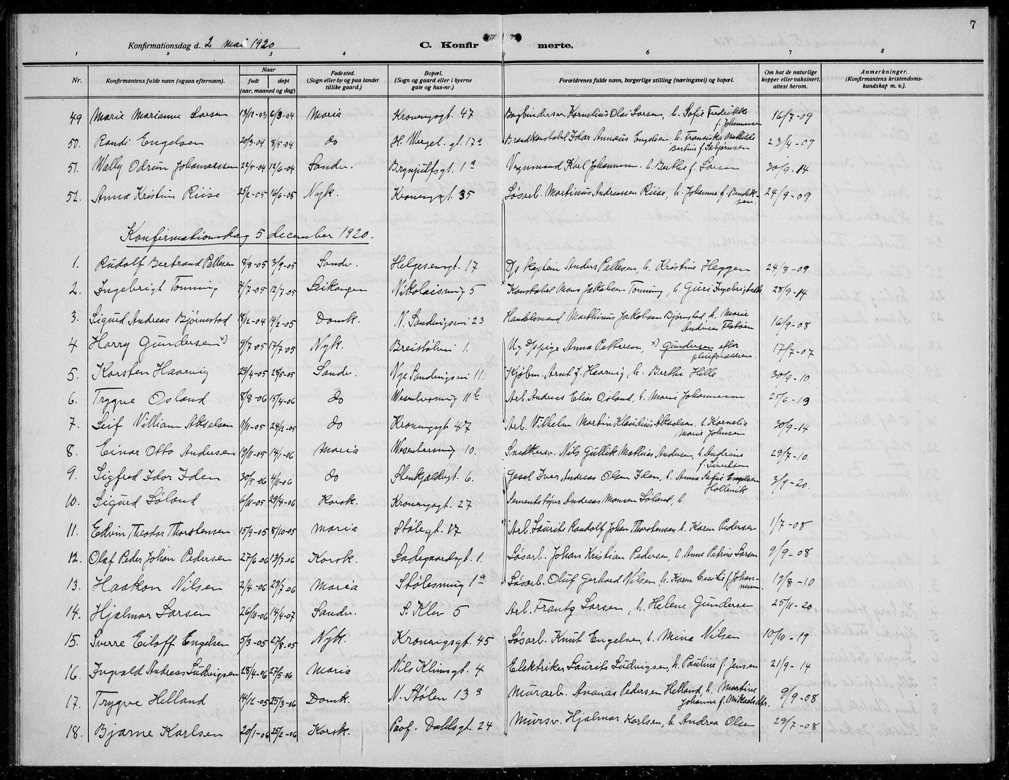 Mariakirken Sokneprestembete, AV/SAB-A-76901/H/Hab/L0010: Parish register (copy) no. A 10, 1920-1937, p. 7