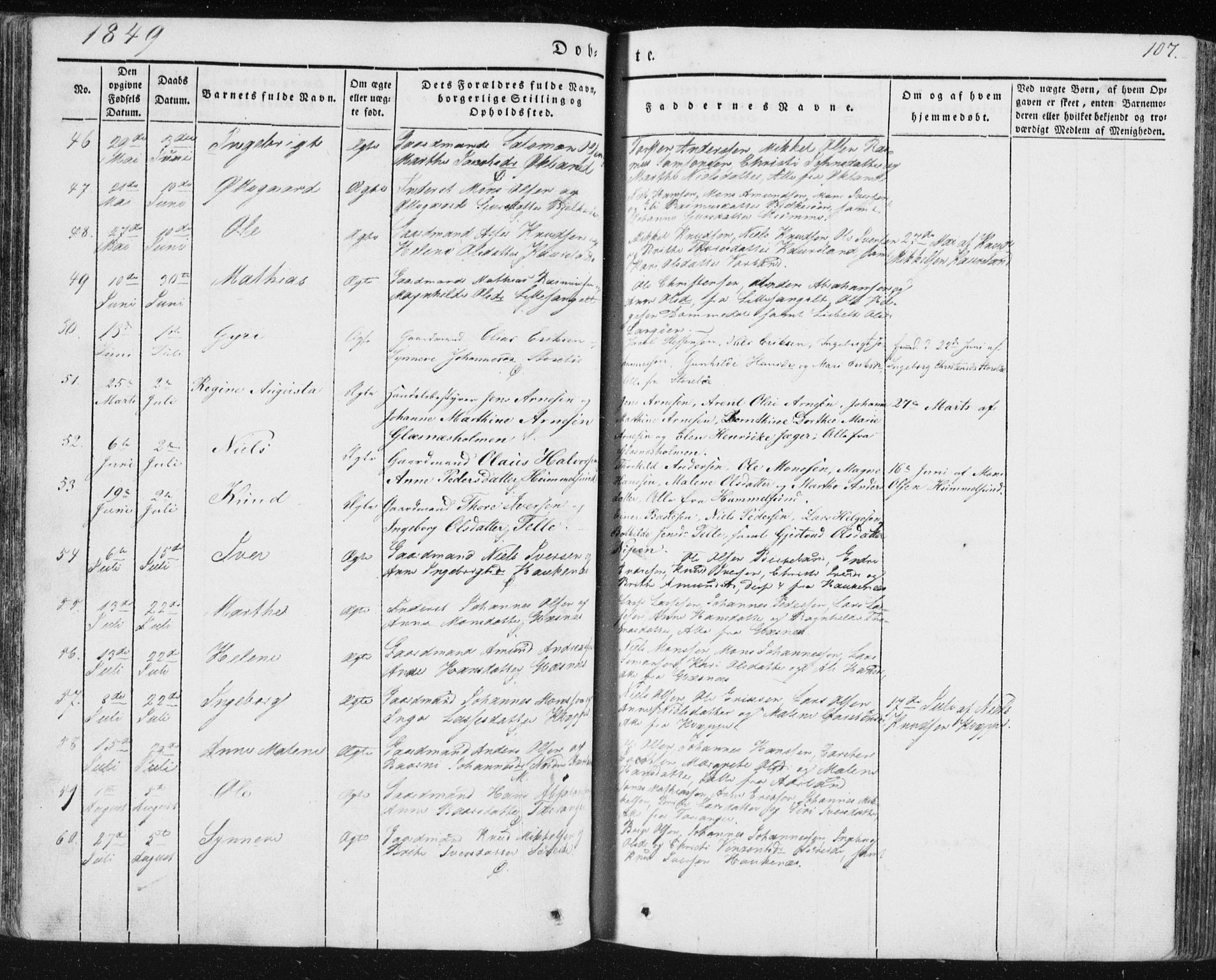 Sund sokneprestembete, AV/SAB-A-99930: Parish register (official) no. A 13, 1835-1849, p. 107