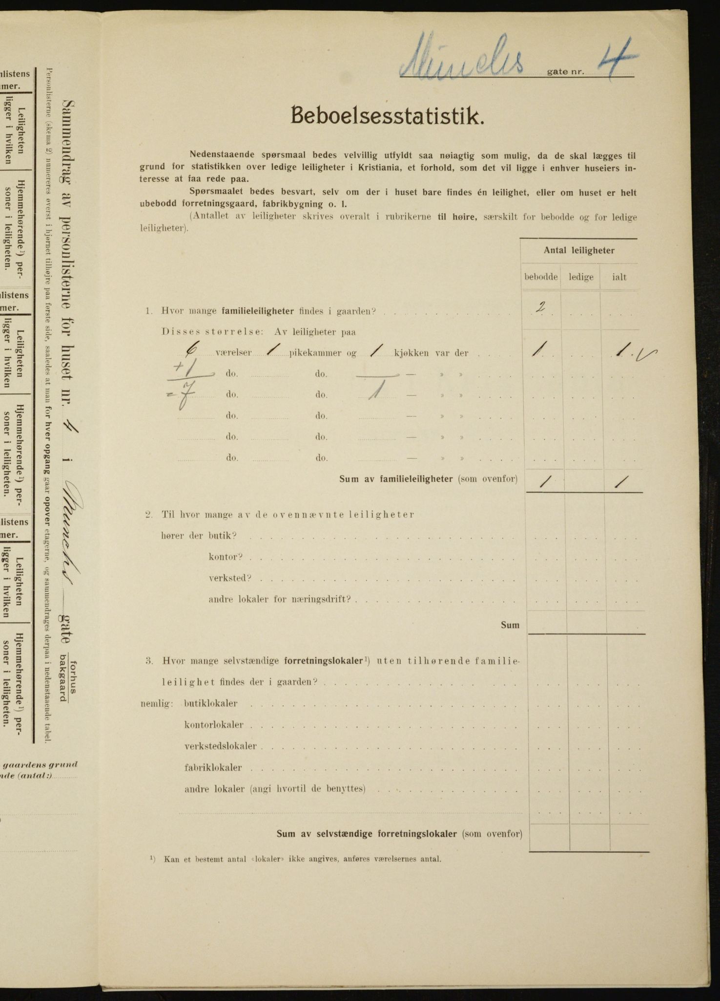 OBA, Municipal Census 1910 for Kristiania, 1910, p. 64441