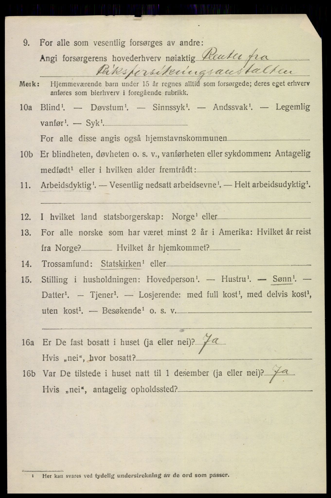 SAK, 1920 census for Fjære, 1920, p. 11242