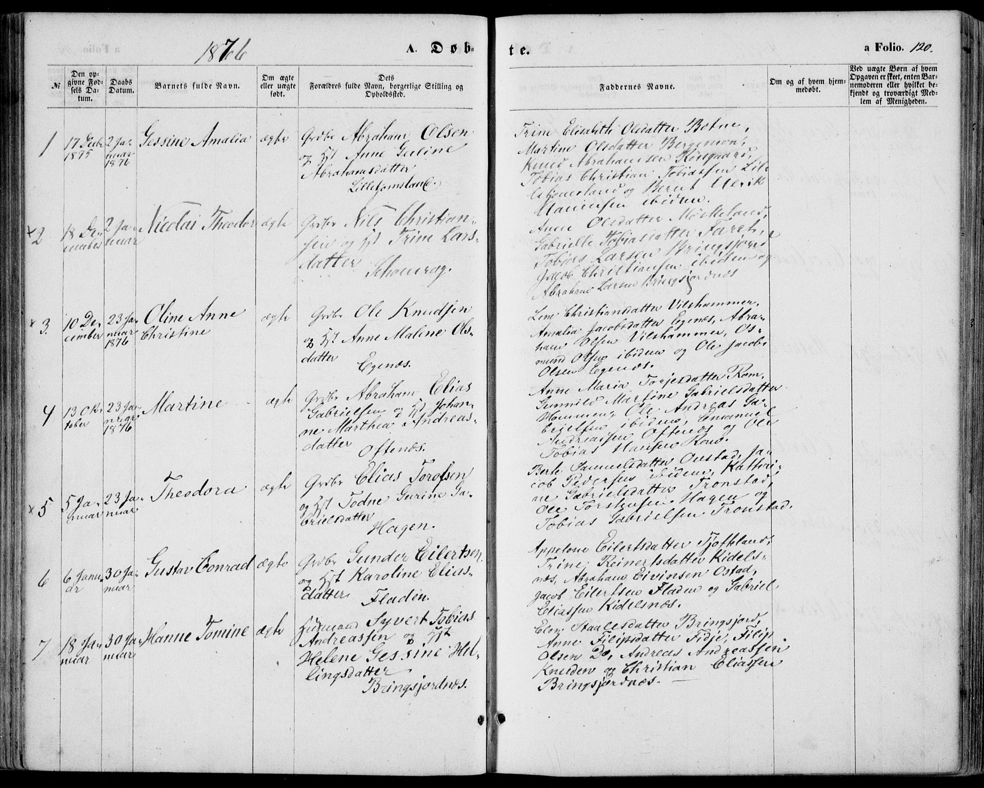 Lyngdal sokneprestkontor, SAK/1111-0029/F/Fa/Fac/L0010: Parish register (official) no. A 10, 1865-1878, p. 120