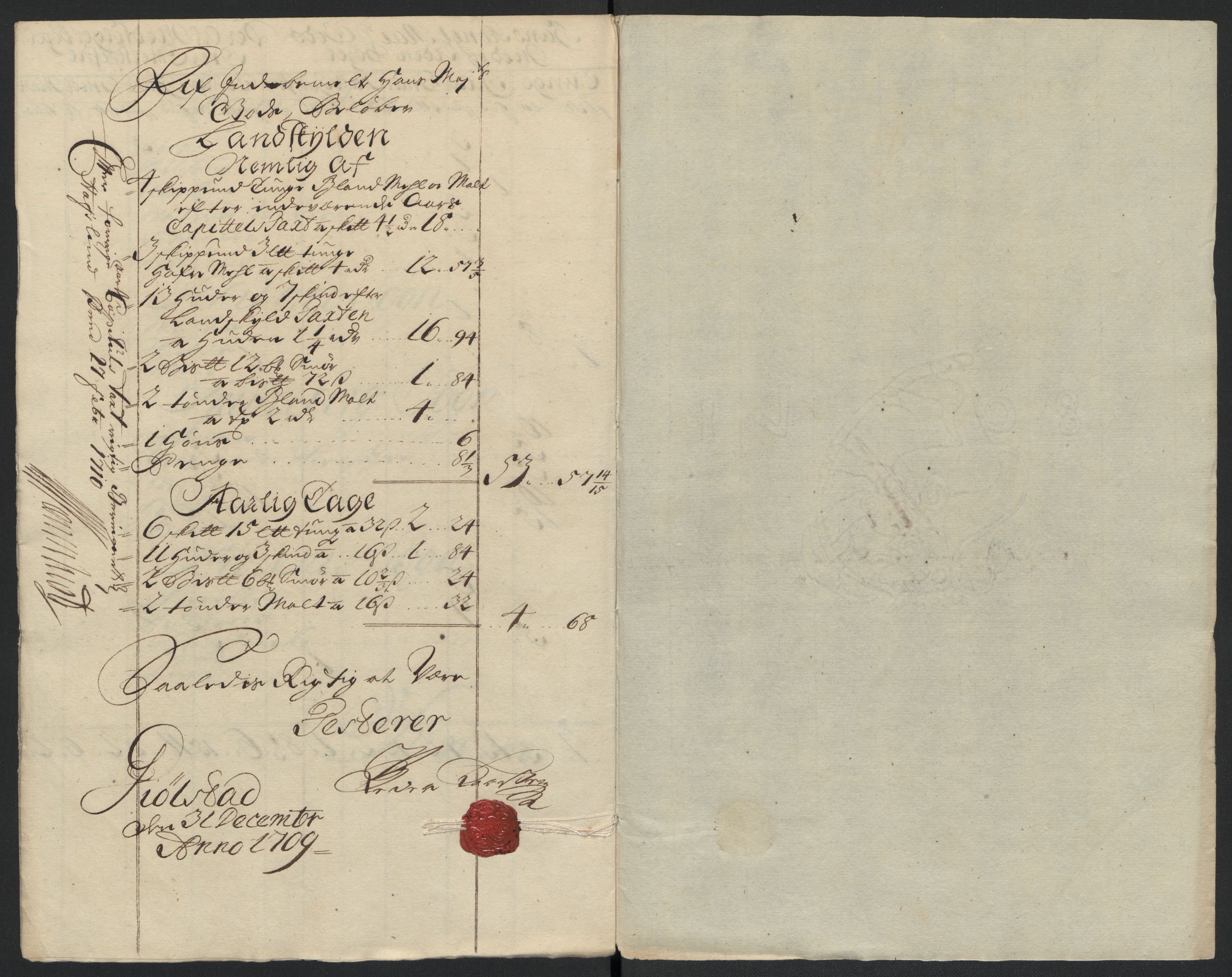 Rentekammeret inntil 1814, Reviderte regnskaper, Fogderegnskap, RA/EA-4092/R07/L0301: Fogderegnskap Rakkestad, Heggen og Frøland, 1709, p. 24