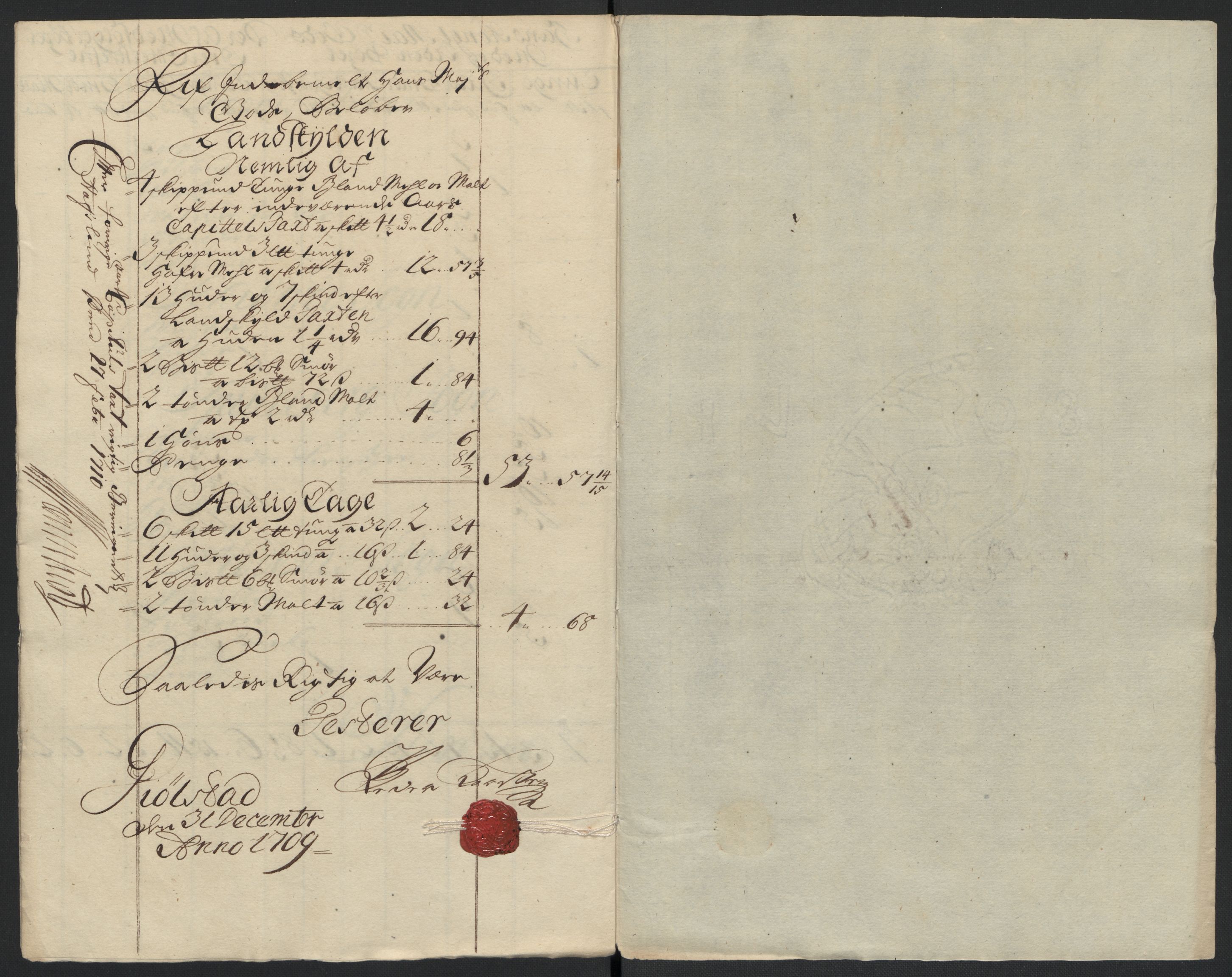 Rentekammeret inntil 1814, Reviderte regnskaper, Fogderegnskap, AV/RA-EA-4092/R07/L0301: Fogderegnskap Rakkestad, Heggen og Frøland, 1709, p. 24