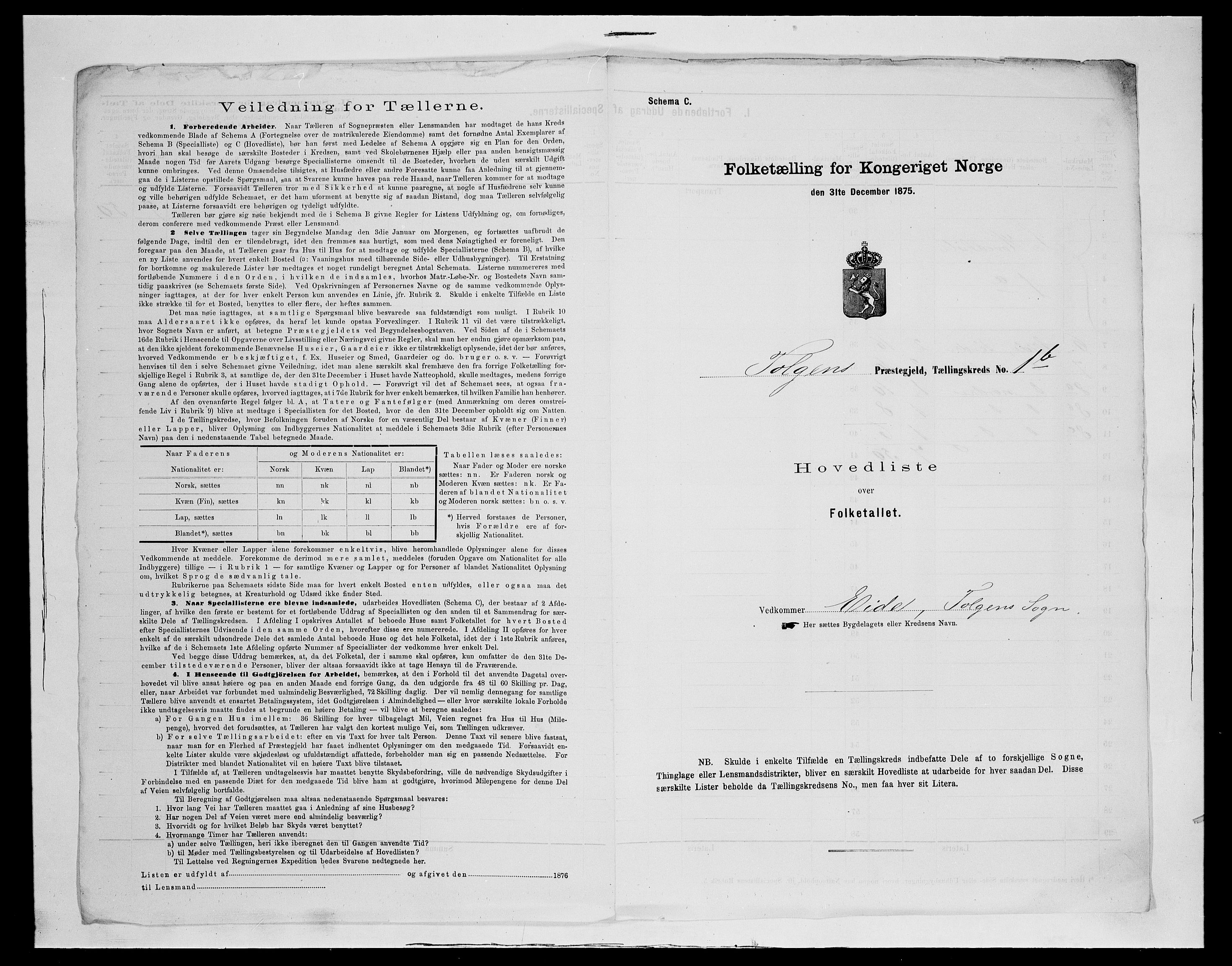 SAH, 1875 census for 0436P Tolga, 1875, p. 109