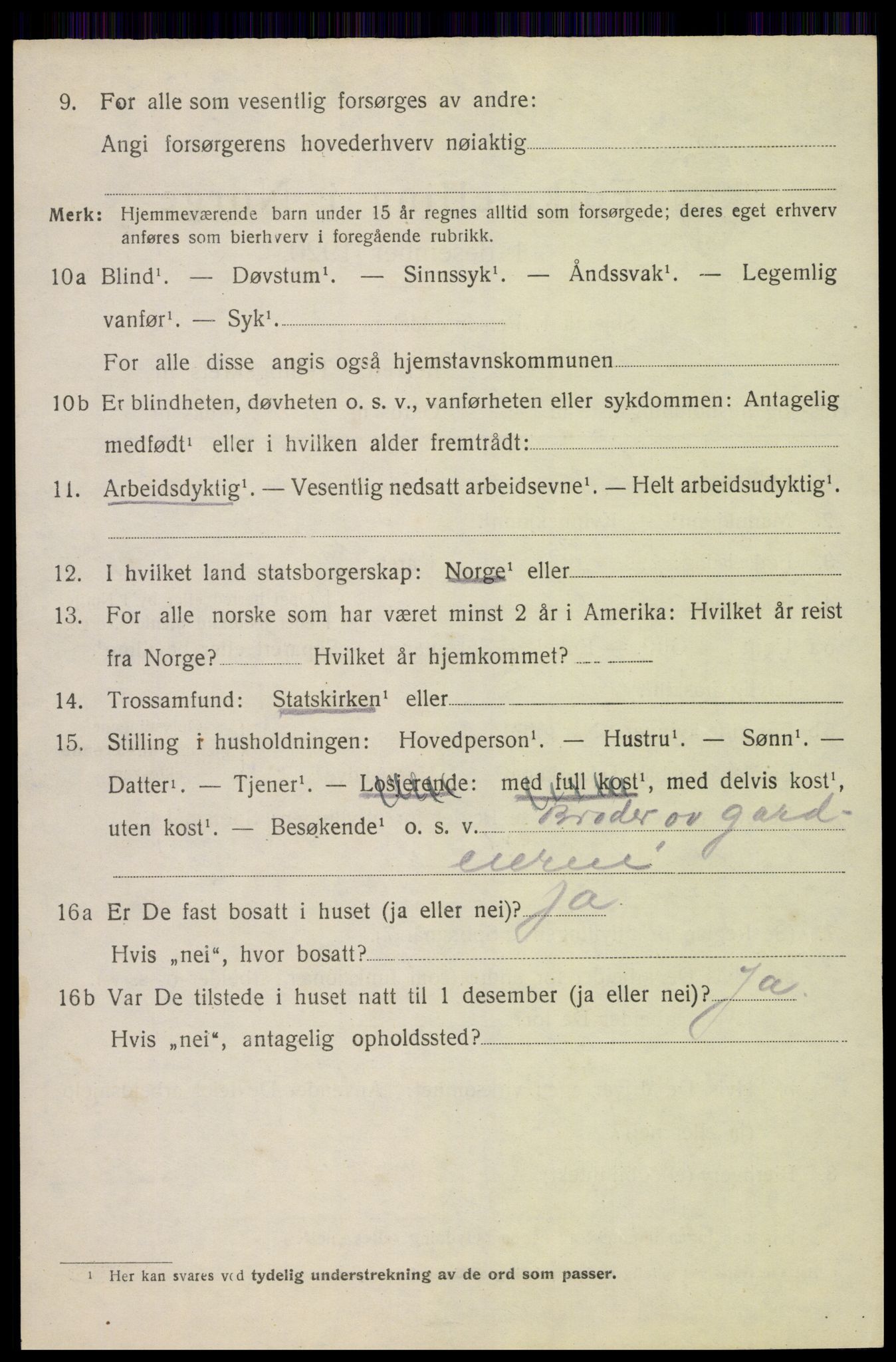 SAH, 1920 census for Gran, 1920, p. 3154