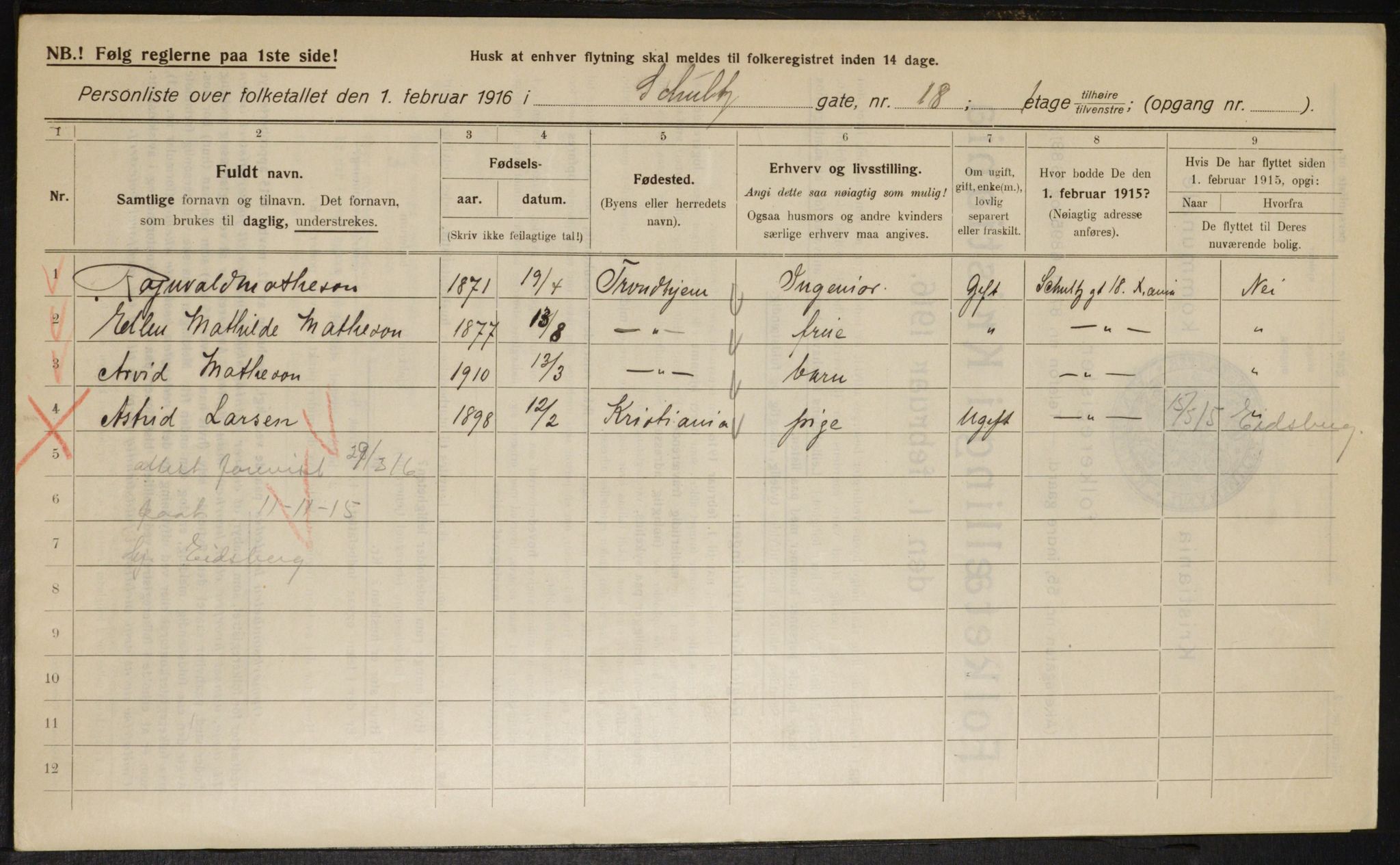 OBA, Municipal Census 1916 for Kristiania, 1916, p. 92958