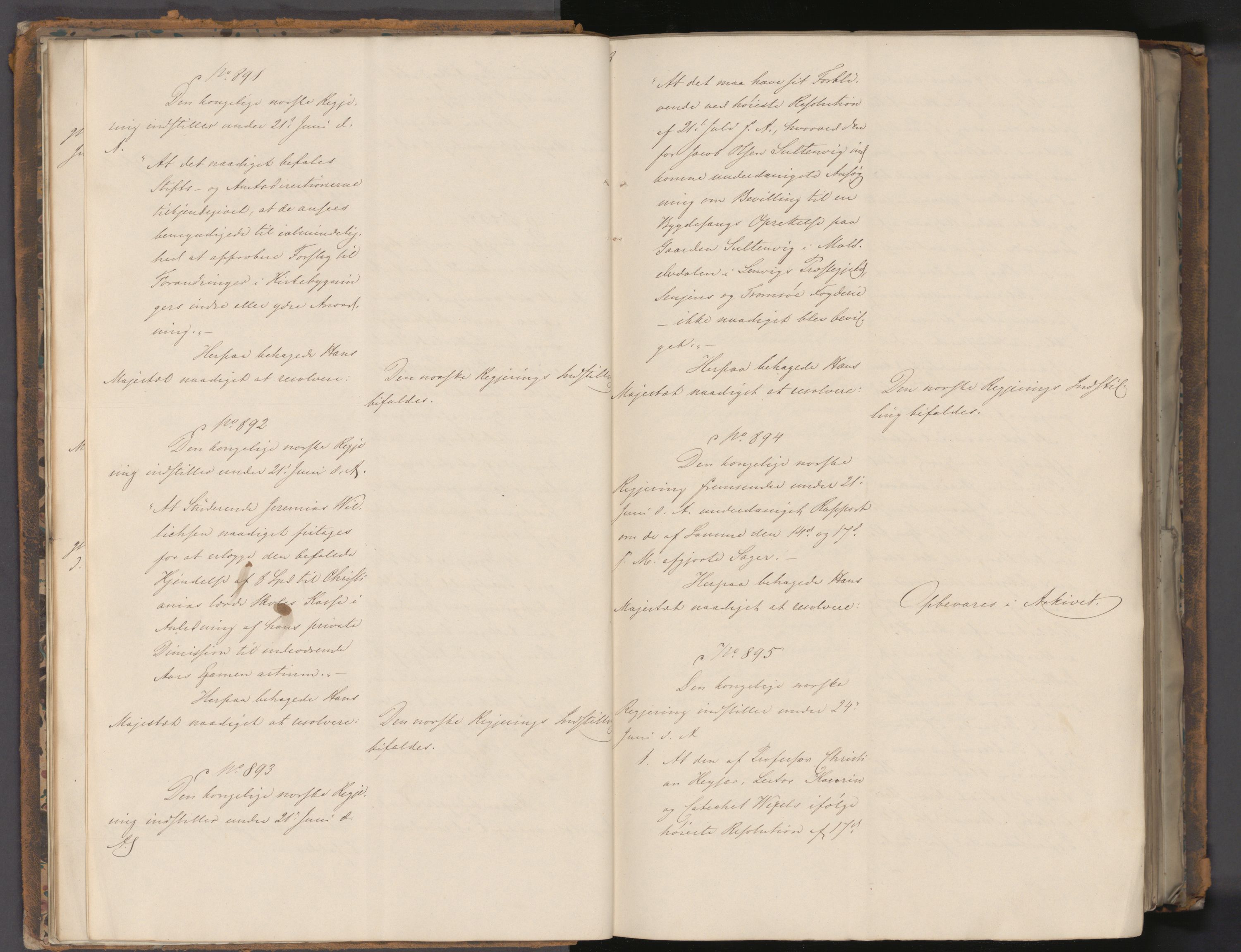 Statsrådssekretariatet, AV/RA-S-1001/A/Ab/L0058: Kgl. res. nr. 881-1783, 2. halvår, 1843