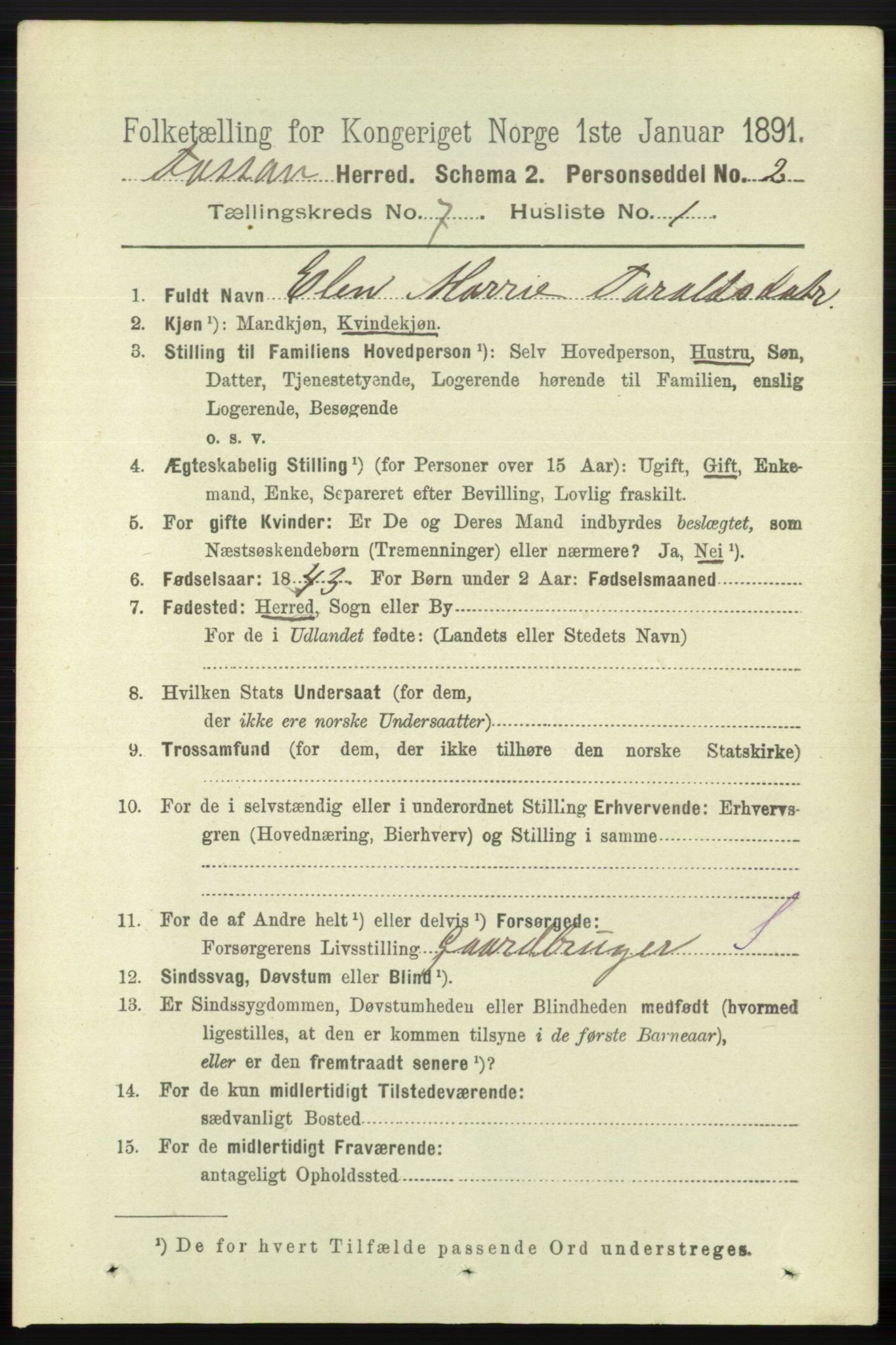 RA, 1891 census for 1129 Forsand, 1891, p. 1208