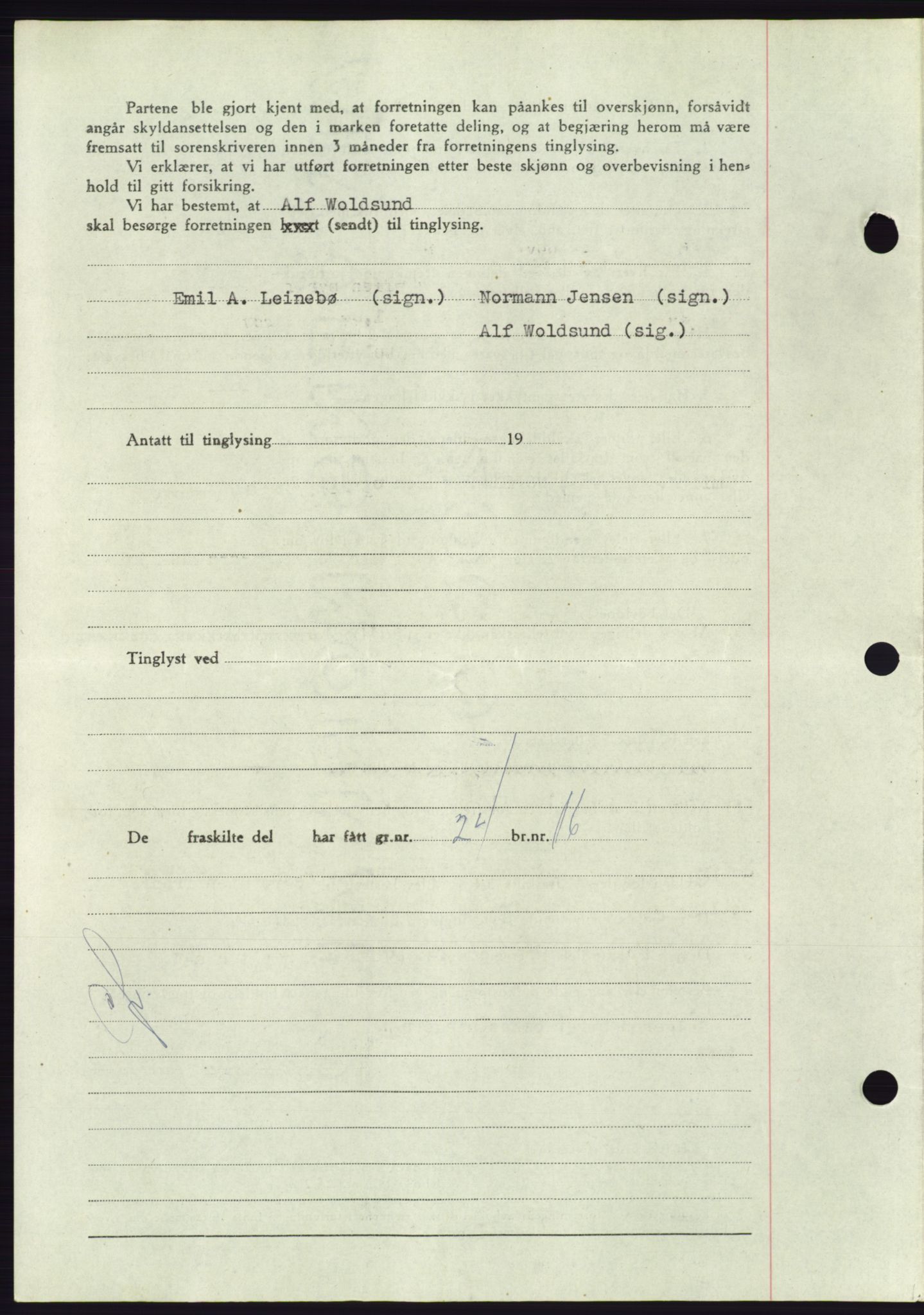 Søre Sunnmøre sorenskriveri, AV/SAT-A-4122/1/2/2C/L0085: Mortgage book no. 11A, 1949-1949, Diary no: : 1972/1949