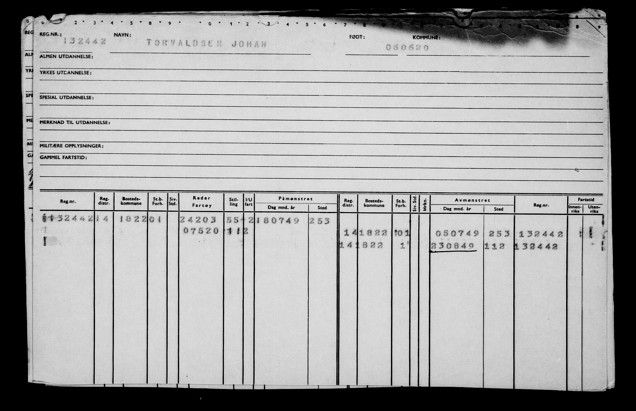 Direktoratet for sjømenn, RA/S-3545/G/Gb/L0181: Hovedkort, 1920, p. 654
