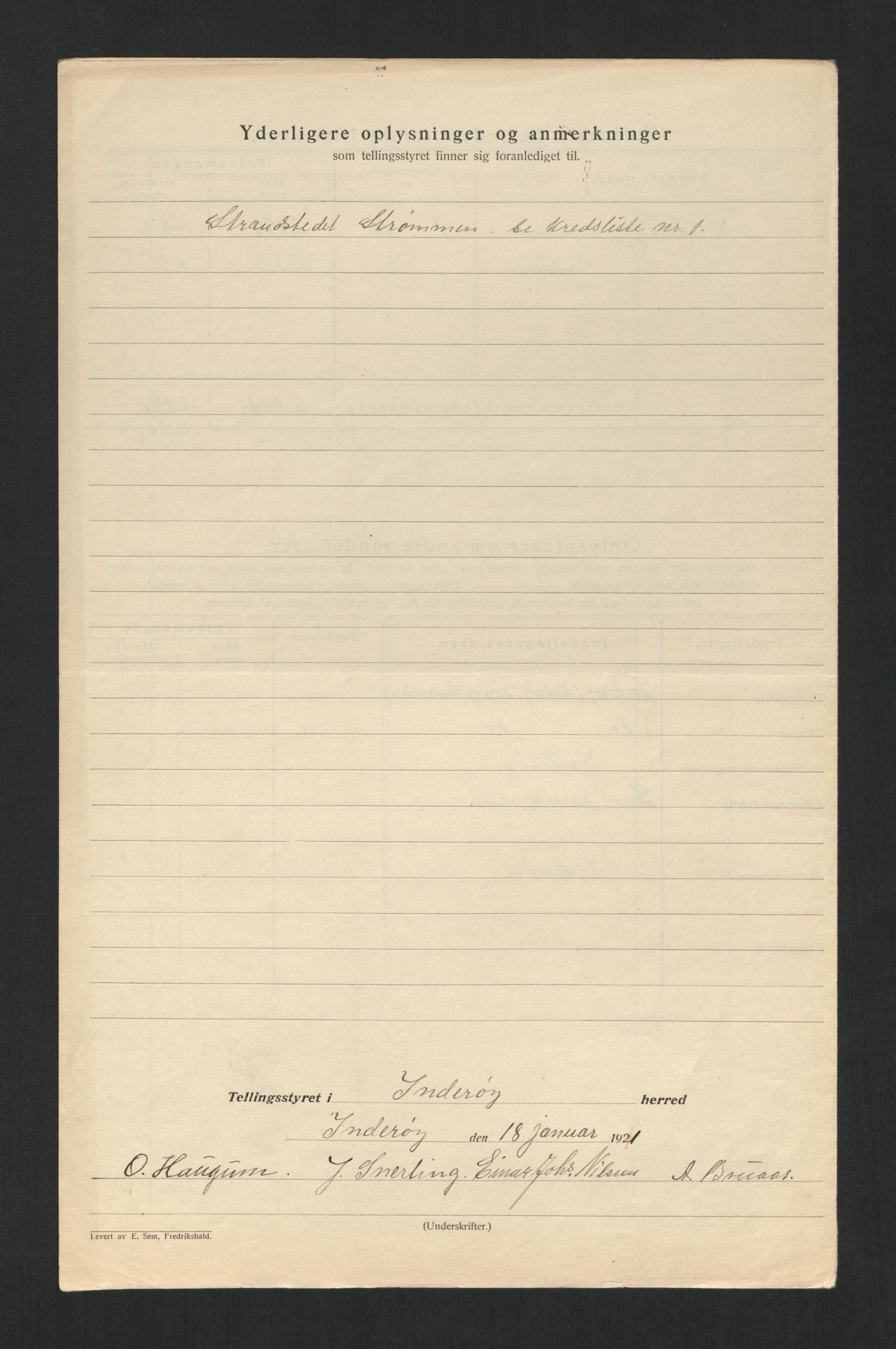 SAT, 1920 census for Inderøy, 1920, p. 6