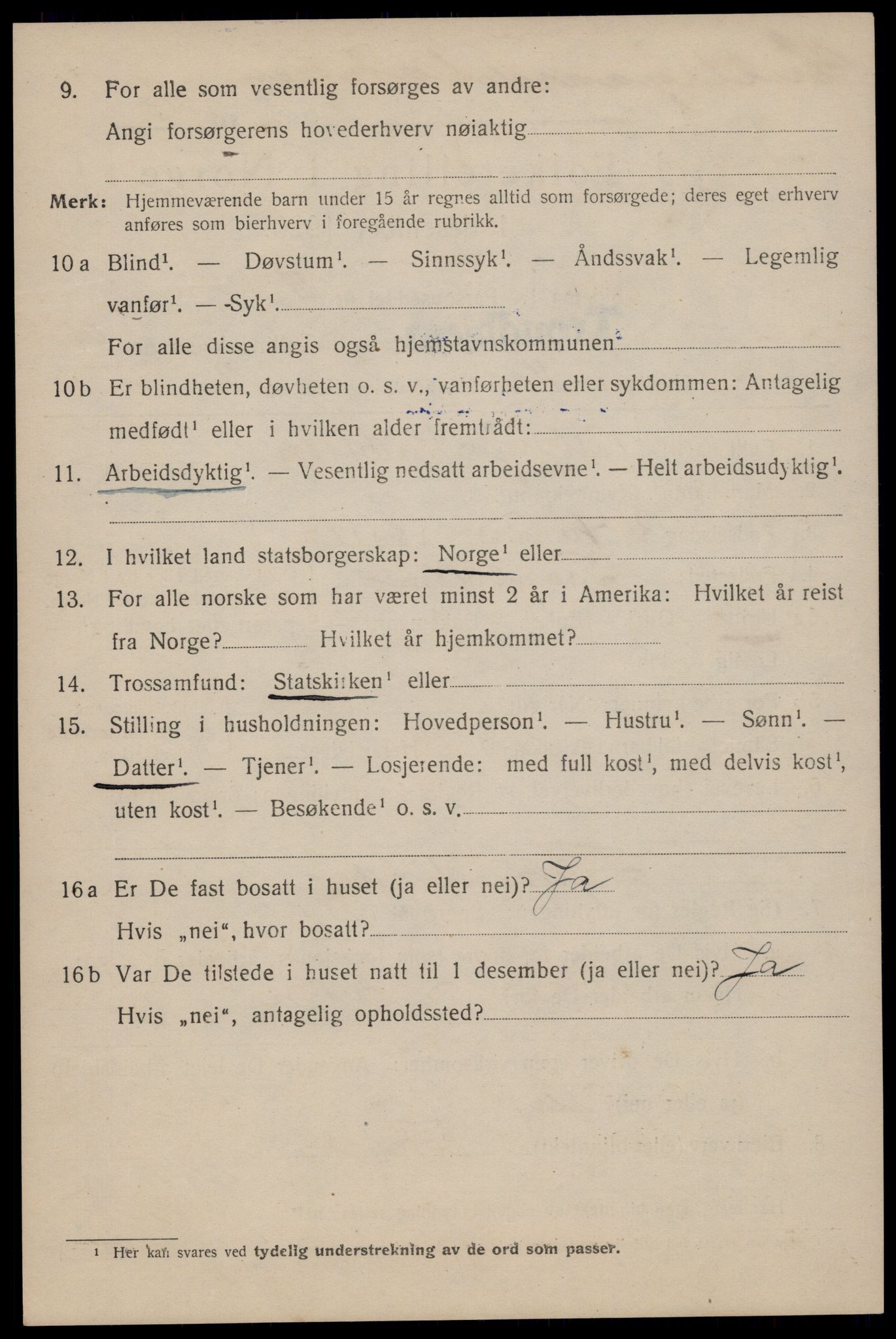 SAT, 1920 census for Trondheim, 1920, p. 91099