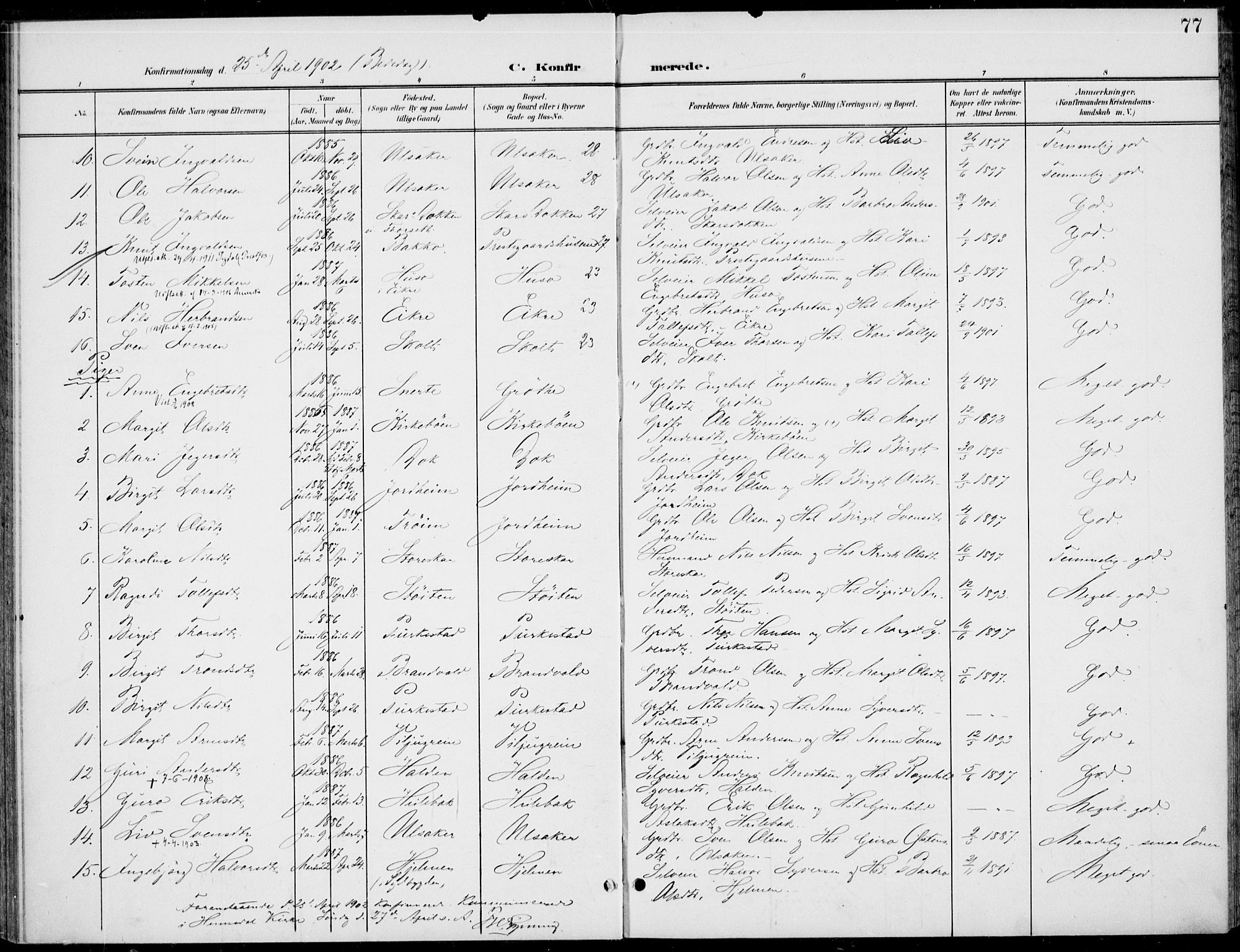 Gol kirkebøker, AV/SAKO-A-226/F/Fb/L0002: Parish register (official) no. II 2, 1900-1921, p. 77