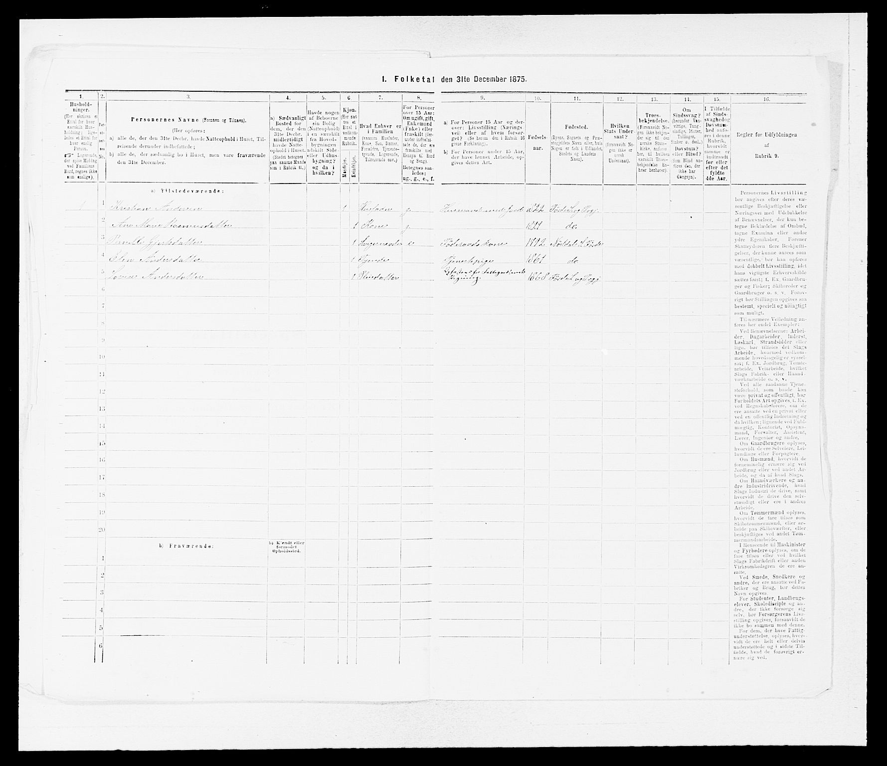 SAB, 1875 census for 1432P Førde, 1875, p. 875