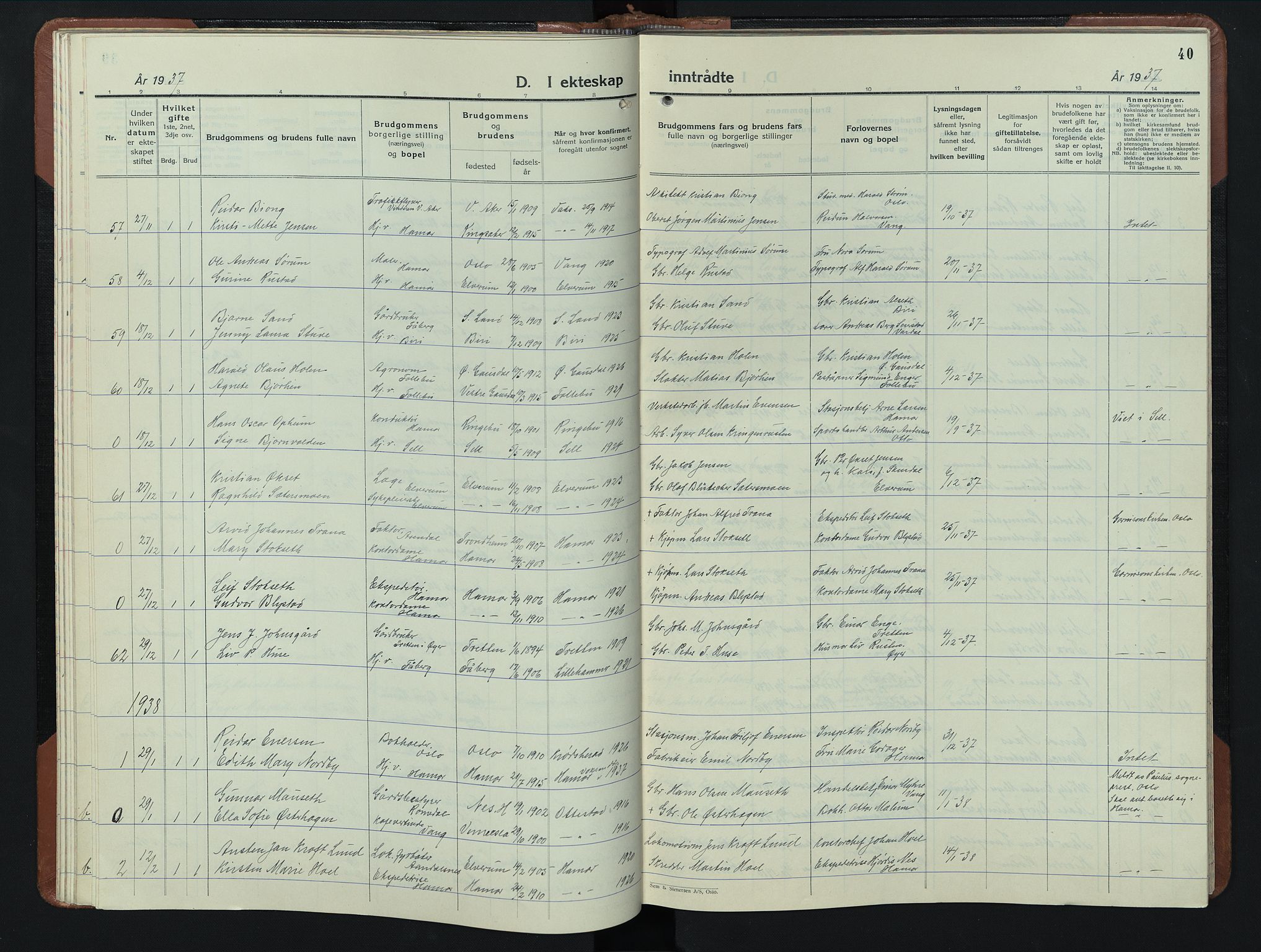 Hamar prestekontor, AV/SAH-DOMPH-002/H/Ha/Hab/L0006: Parish register (copy) no. 6, 1931-1950, p. 40