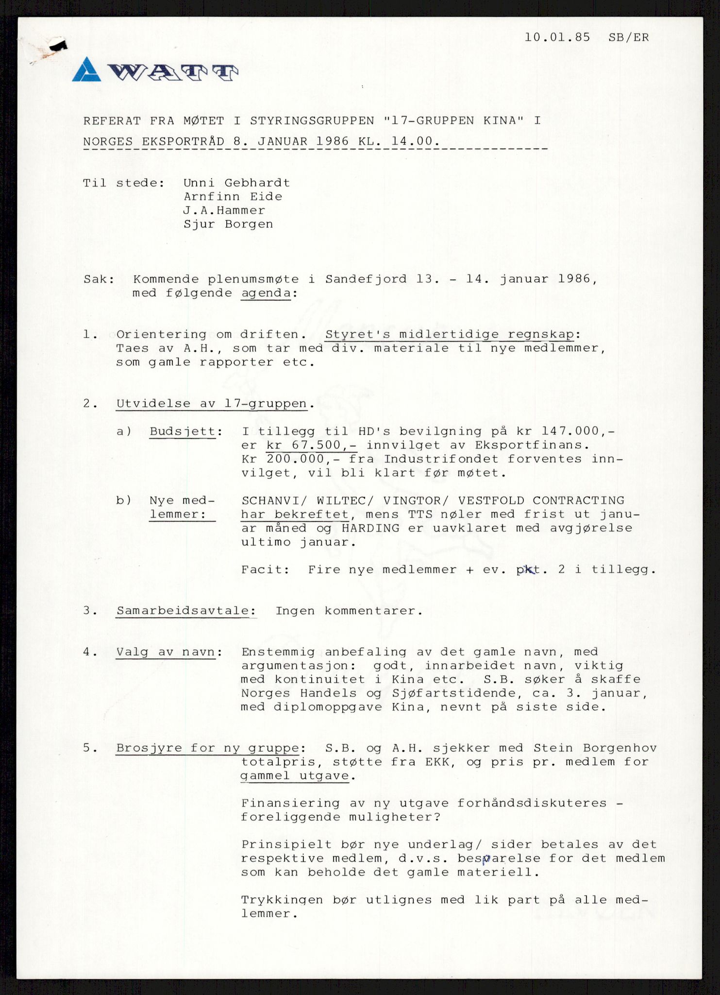 "17-Gruppen Kina", AV/RA-PA-1688/A/L0001: Møtereferater, 1979-1986, p. 247