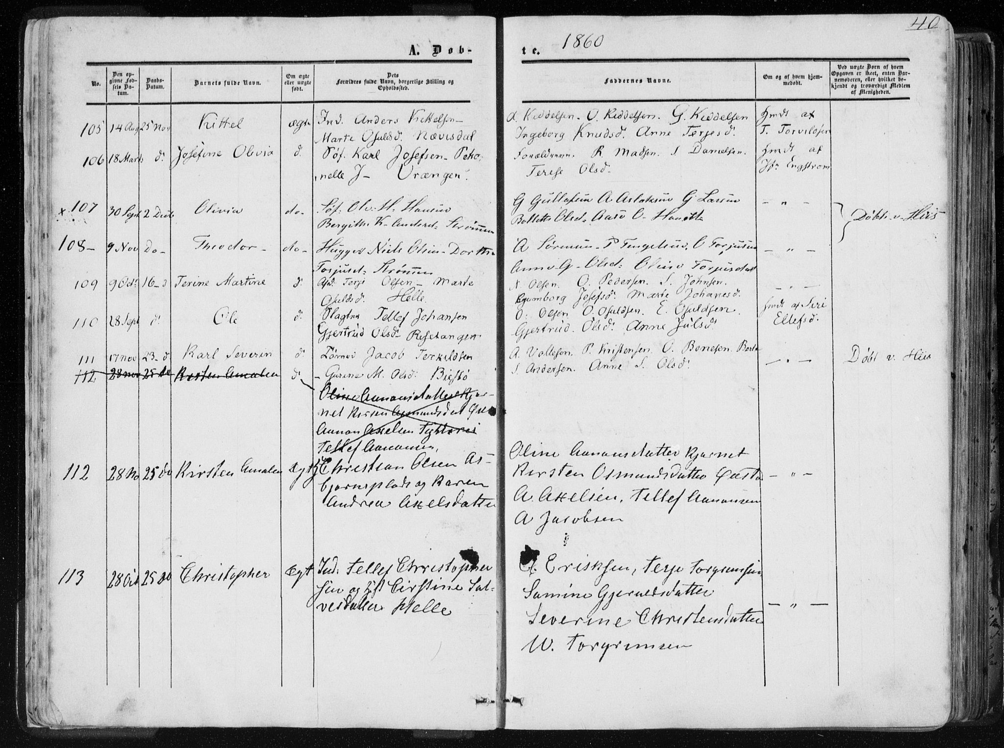 Øyestad sokneprestkontor, AV/SAK-1111-0049/F/Fa/L0015: Parish register (official) no. A 15, 1857-1873, p. 40