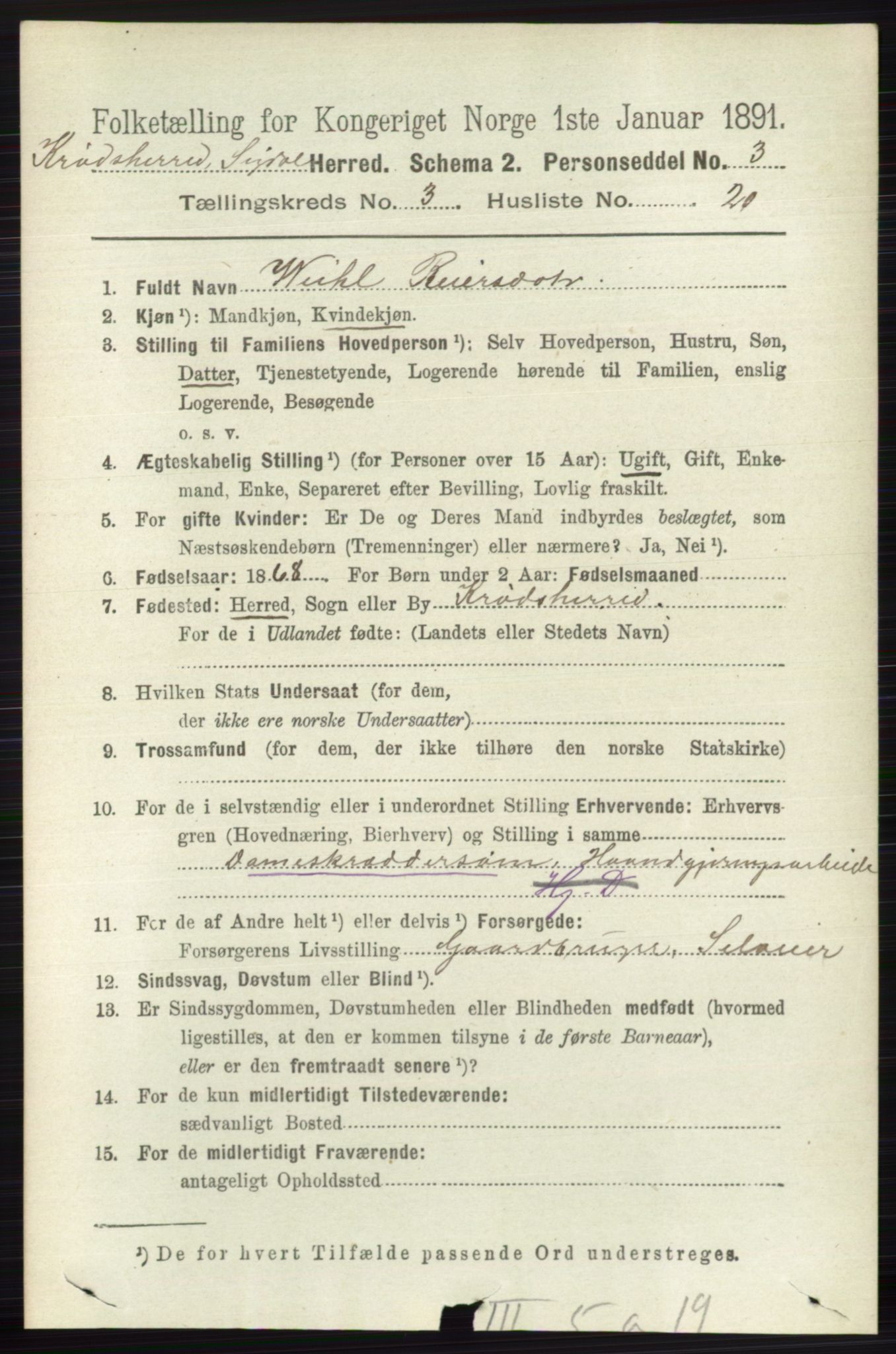 RA, 1891 census for 0621 Sigdal, 1891, p. 5702