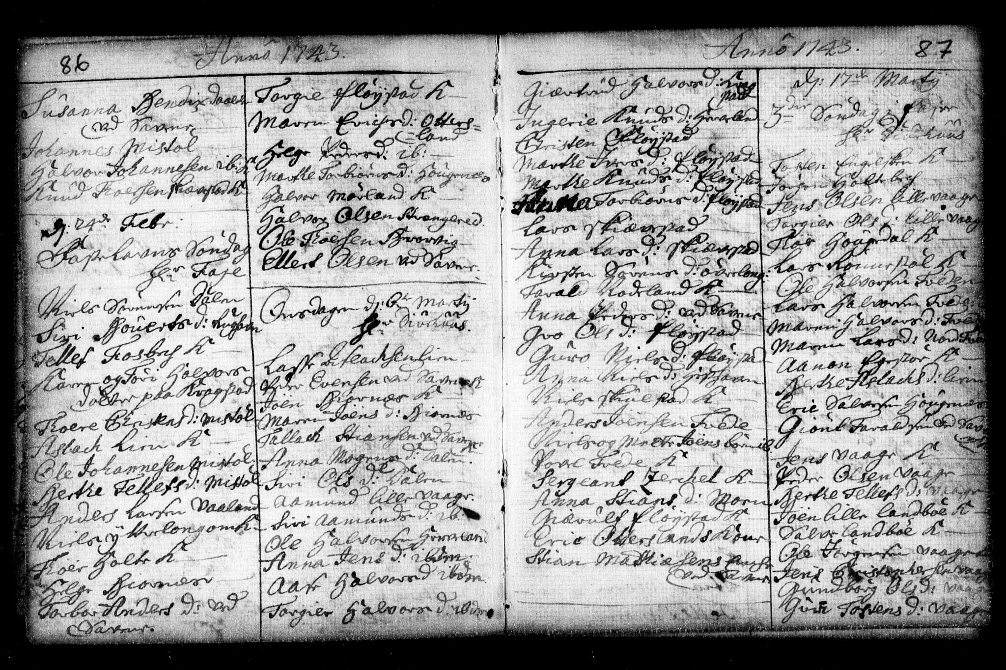 Holt sokneprestkontor, AV/SAK-1111-0021/F/Fa/L0002: Parish register (official) no. A 2, 1739-1753, p. 86-87