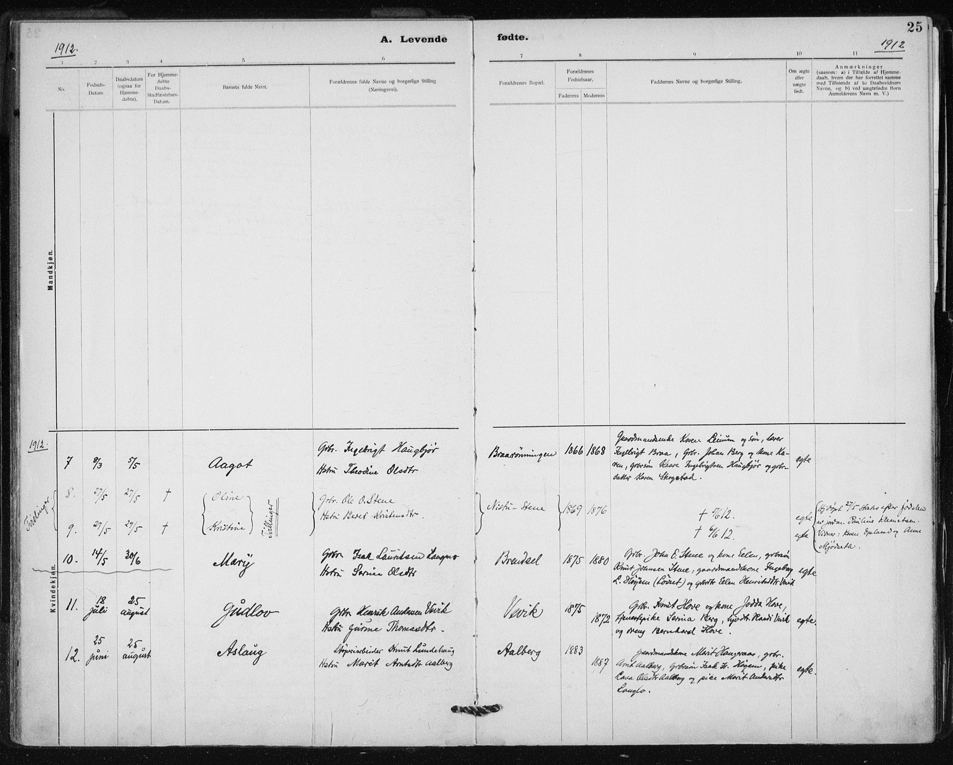 Ministerialprotokoller, klokkerbøker og fødselsregistre - Sør-Trøndelag, AV/SAT-A-1456/612/L0381: Parish register (official) no. 612A13, 1907-1923, p. 25