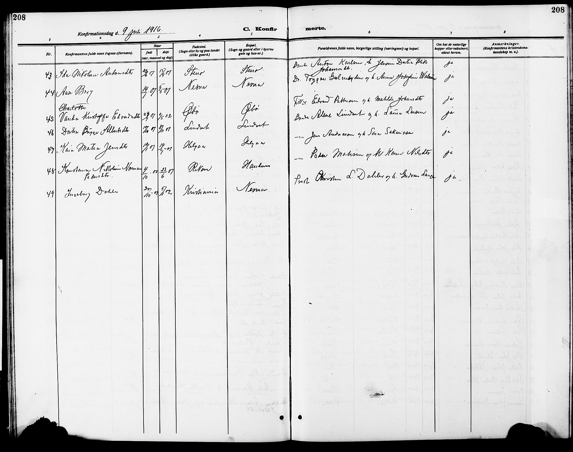 Ministerialprotokoller, klokkerbøker og fødselsregistre - Nordland, AV/SAT-A-1459/838/L0560: Parish register (copy) no. 838C07, 1910-1928, p. 208