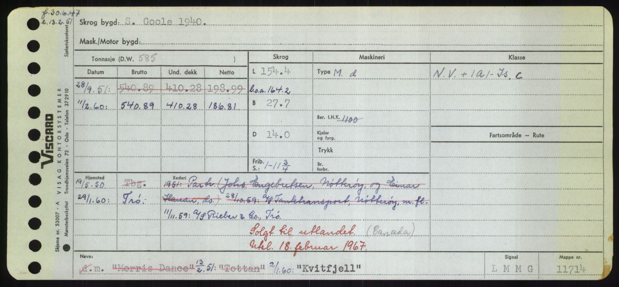 Sjøfartsdirektoratet med forløpere, Skipsmålingen, RA/S-1627/H/Hd/L0021: Fartøy, Kor-Kår, p. 357