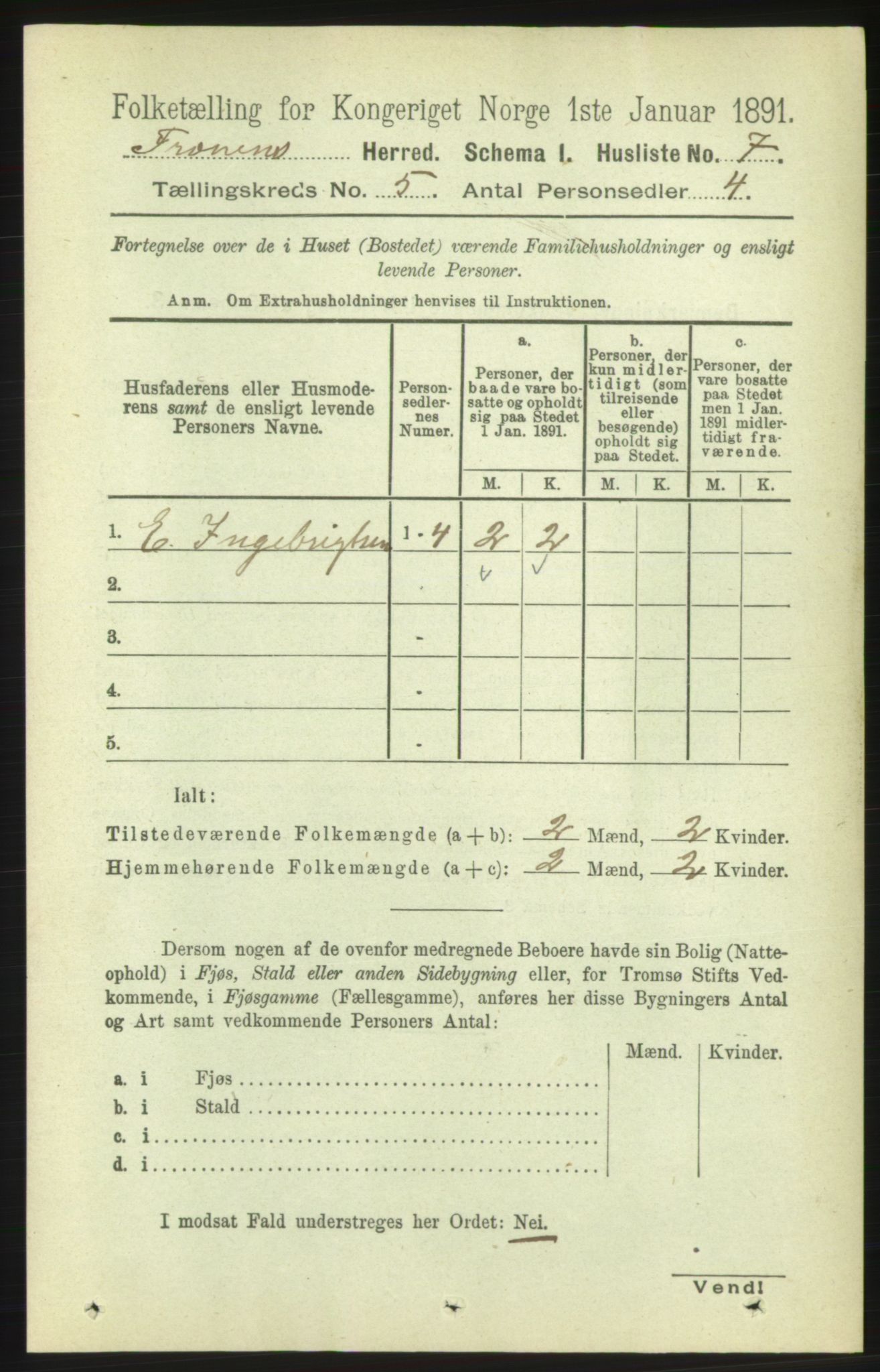 RA, 1891 census for 1548 Fræna, 1891, p. 1275