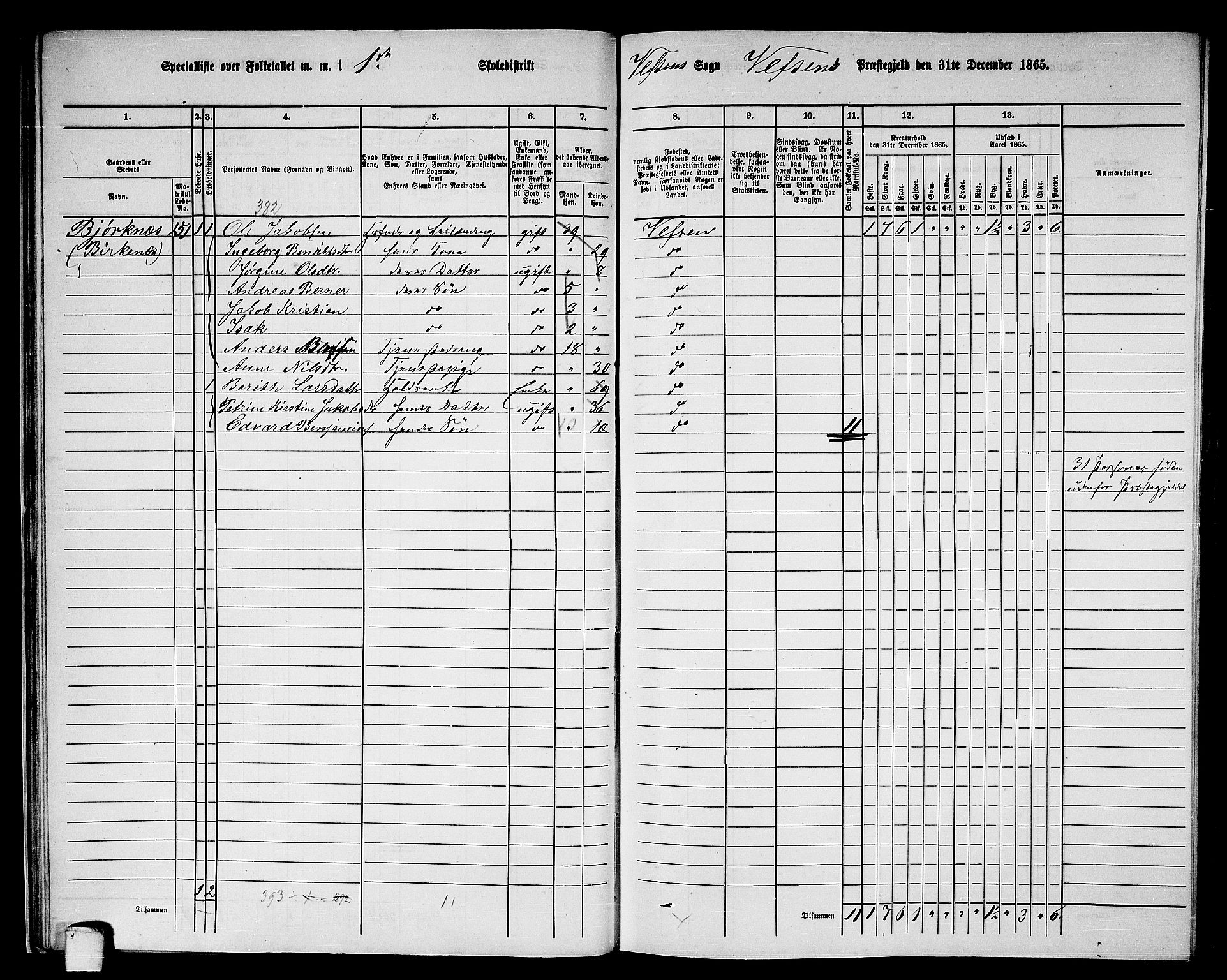 RA, 1865 census for Vefsn, 1865, p. 30