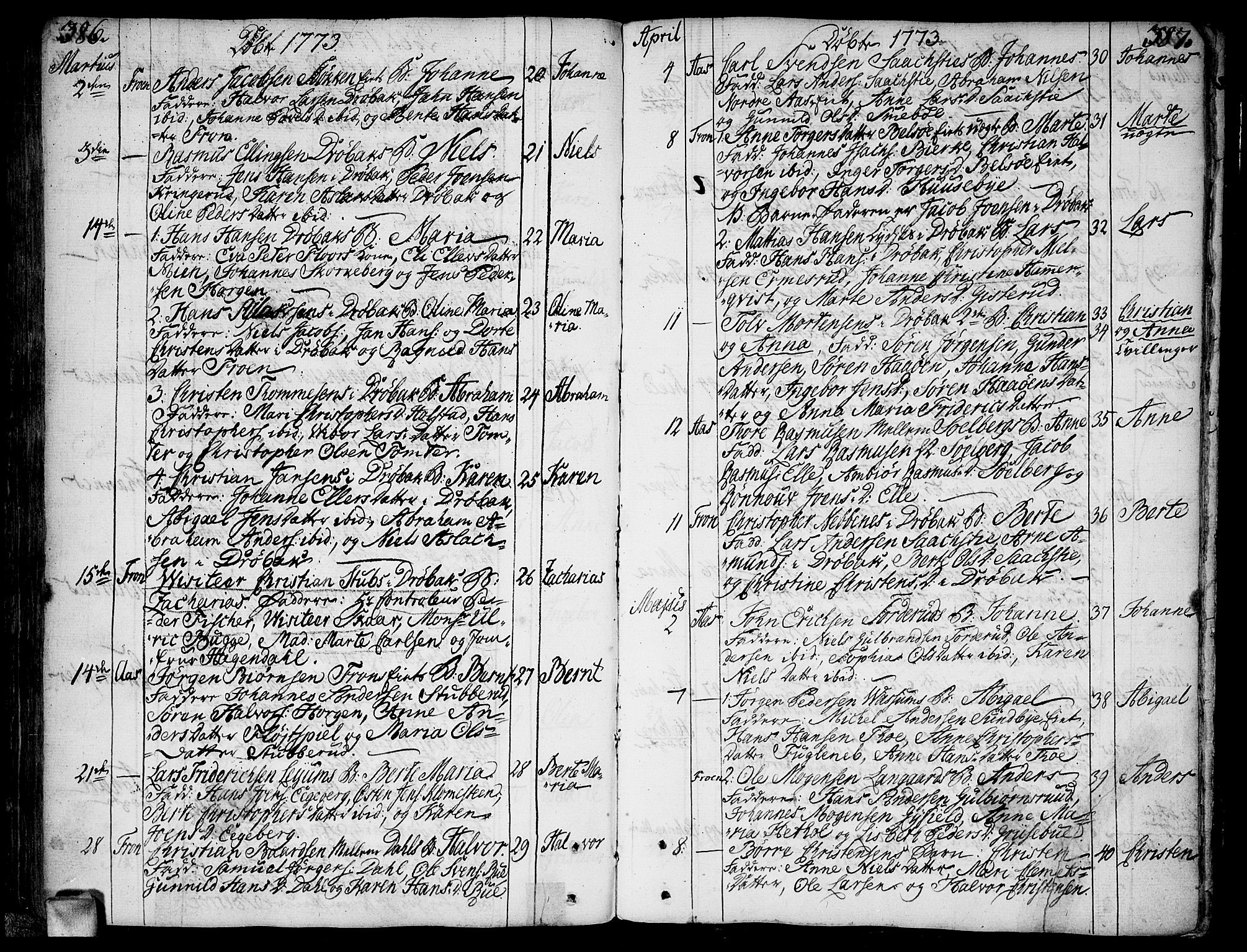 Ås prestekontor Kirkebøker, SAO/A-10894/F/Fa/L0001: Parish register (official) no. I 1, 1742-1778, p. 386-387