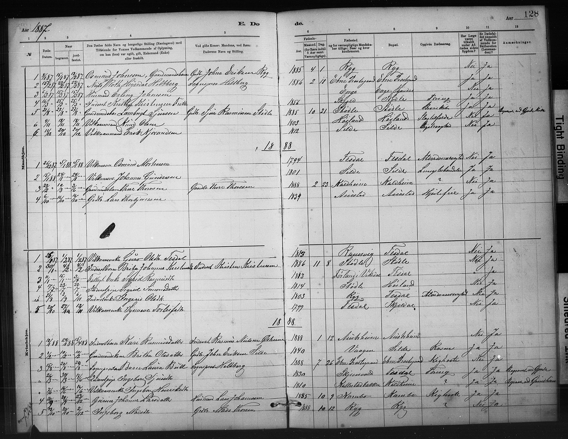Etne sokneprestembete, SAB/A-75001/H/Hab: Parish register (copy) no. A 5, 1879-1896, p. 128
