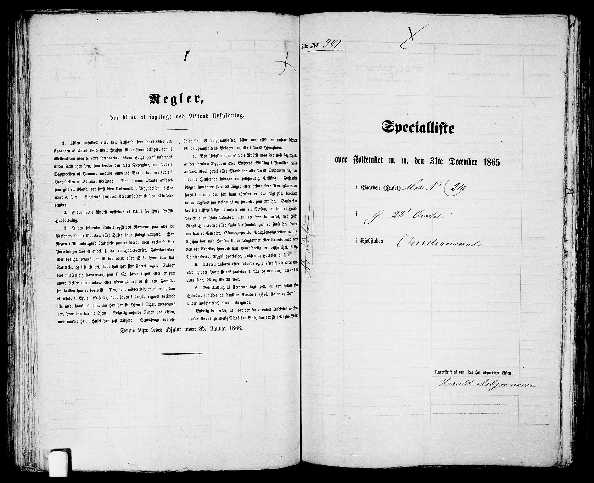 RA, 1865 census for Kristiansand, 1865, p. 703